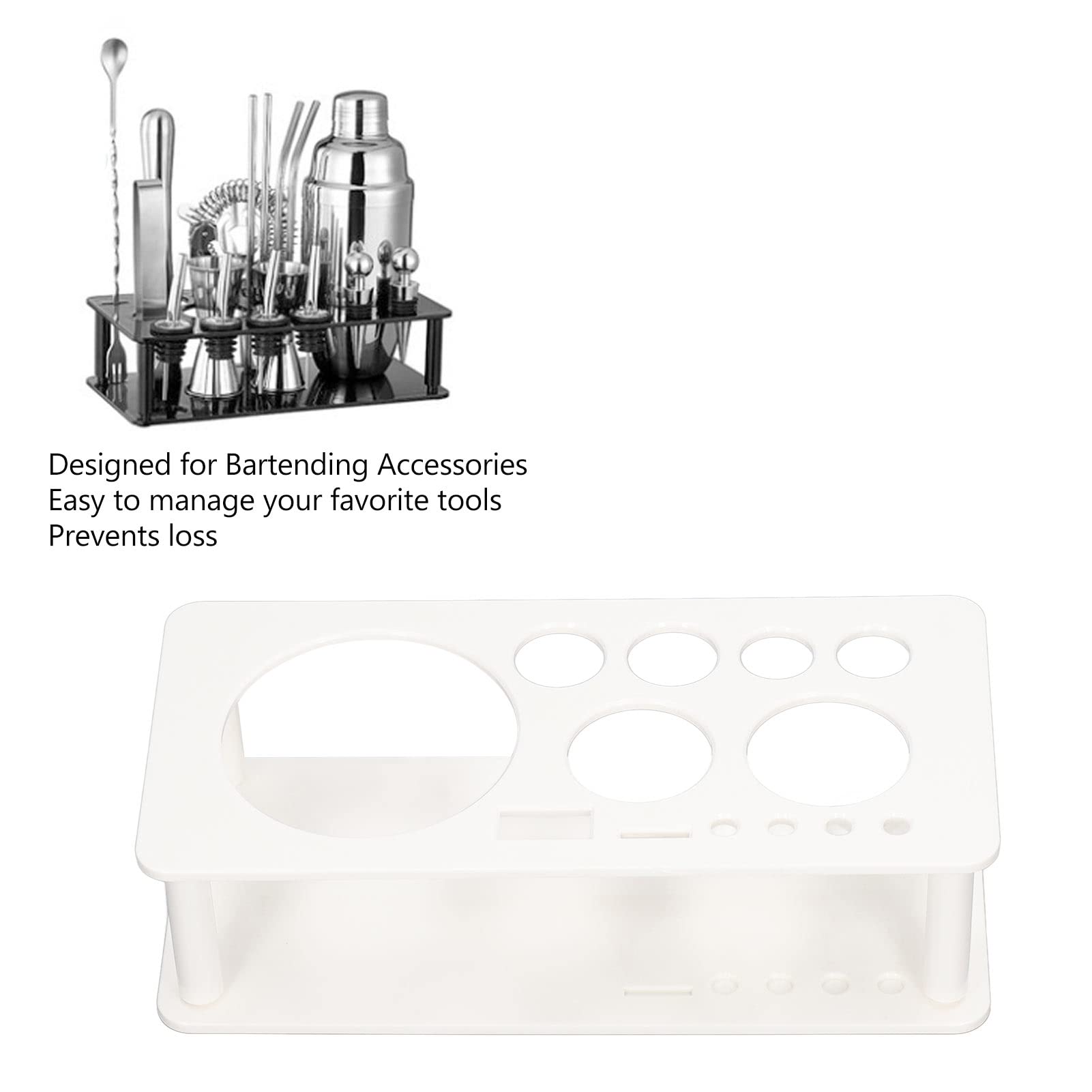 Professional Cocktail Shaker Set with Stand - Space Saving Bartender Kit, Plastic Bar Tool Organizer & Storage Holder - Perfect for Home Bars, Parties & Mixology Enthusiasts