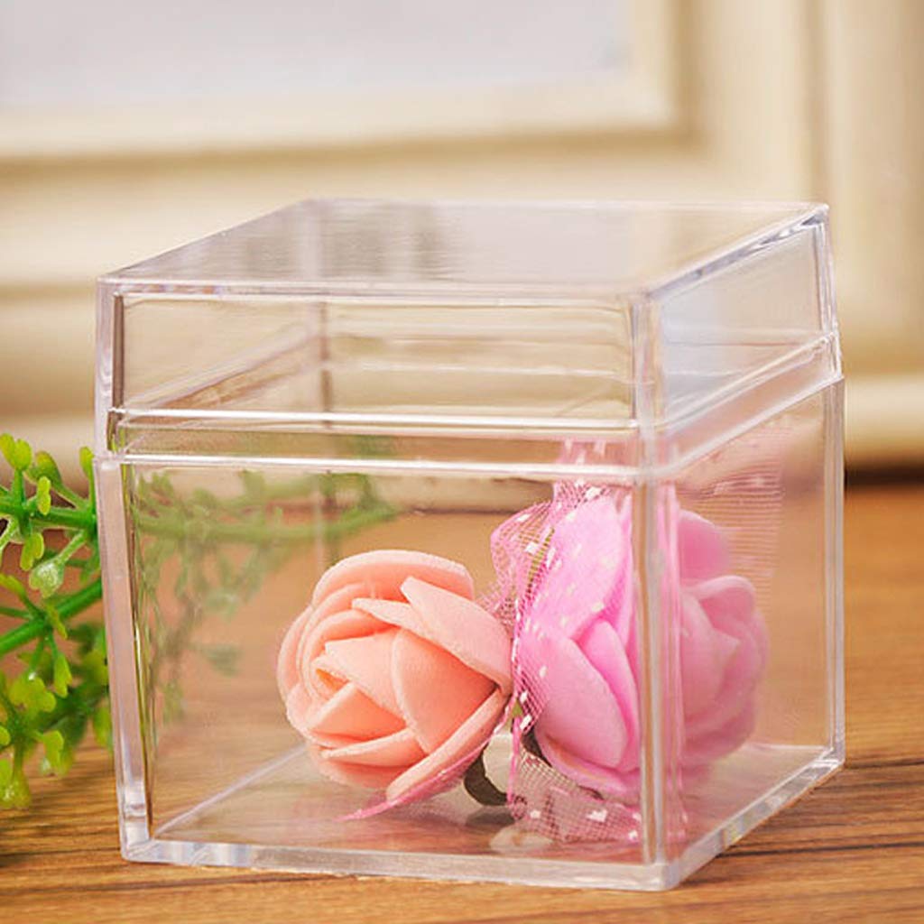 Clear Acrylic 5-Sided Jewelry Display Case - Square Cube Storage Box for Rings, Earrings & Necklaces | Perfect for Retail Stores, Boutiques & Home Organization