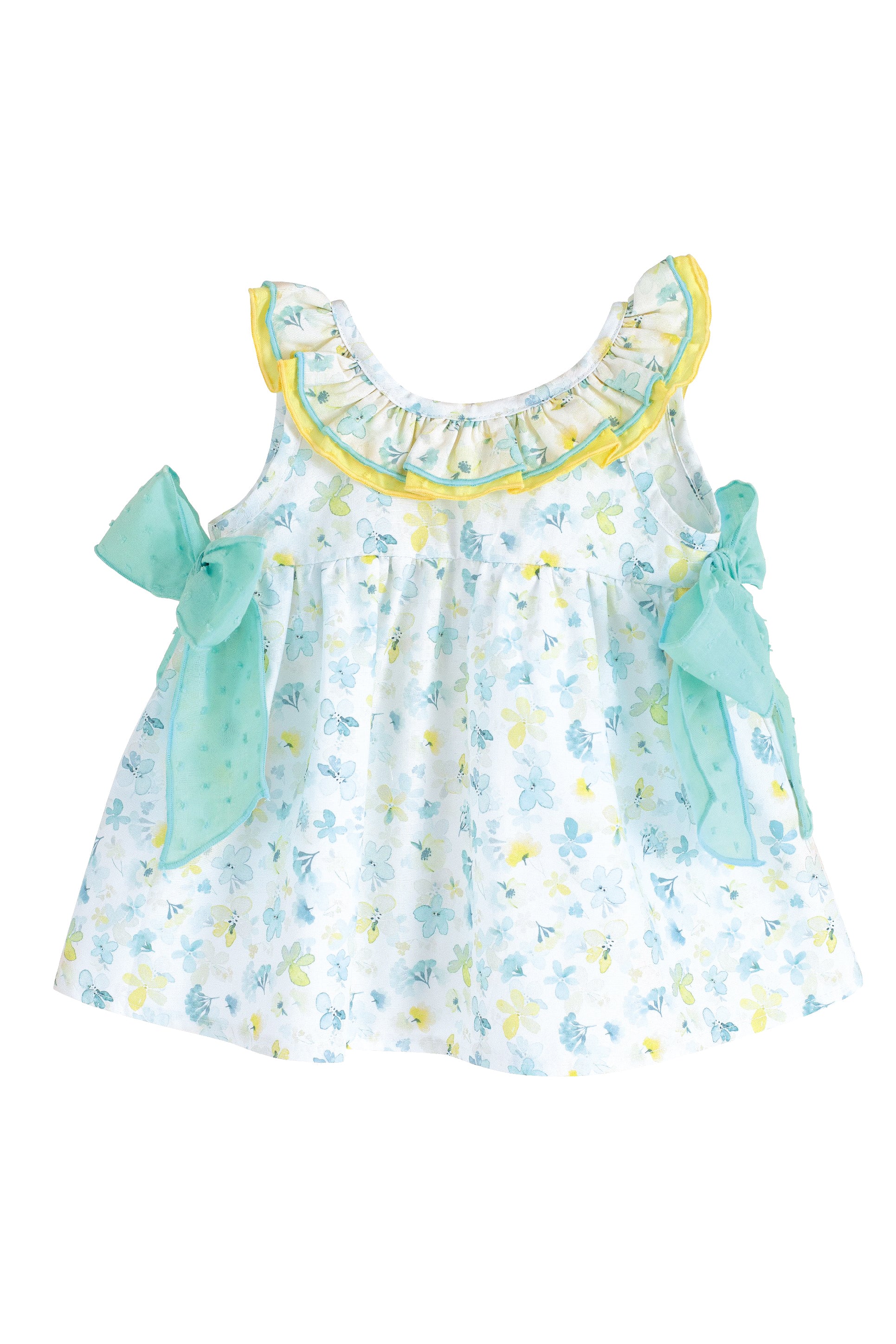 Willow Turquoise & Lemon Floral Print Summer Dress for Women - Casual Beach Wear, Garden Party & Vacation Outfit