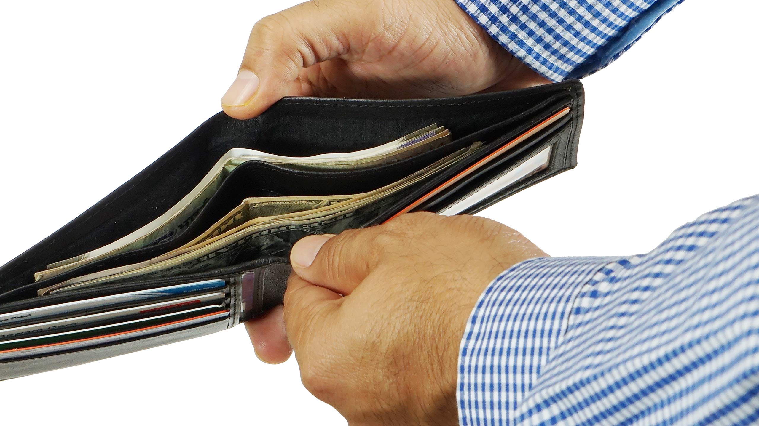 Slim RFID Blocking Bifold Wallet for Men - Secure & Stylish Black Leather Wallet - Perfect for Everyday Use, Travel & Business
