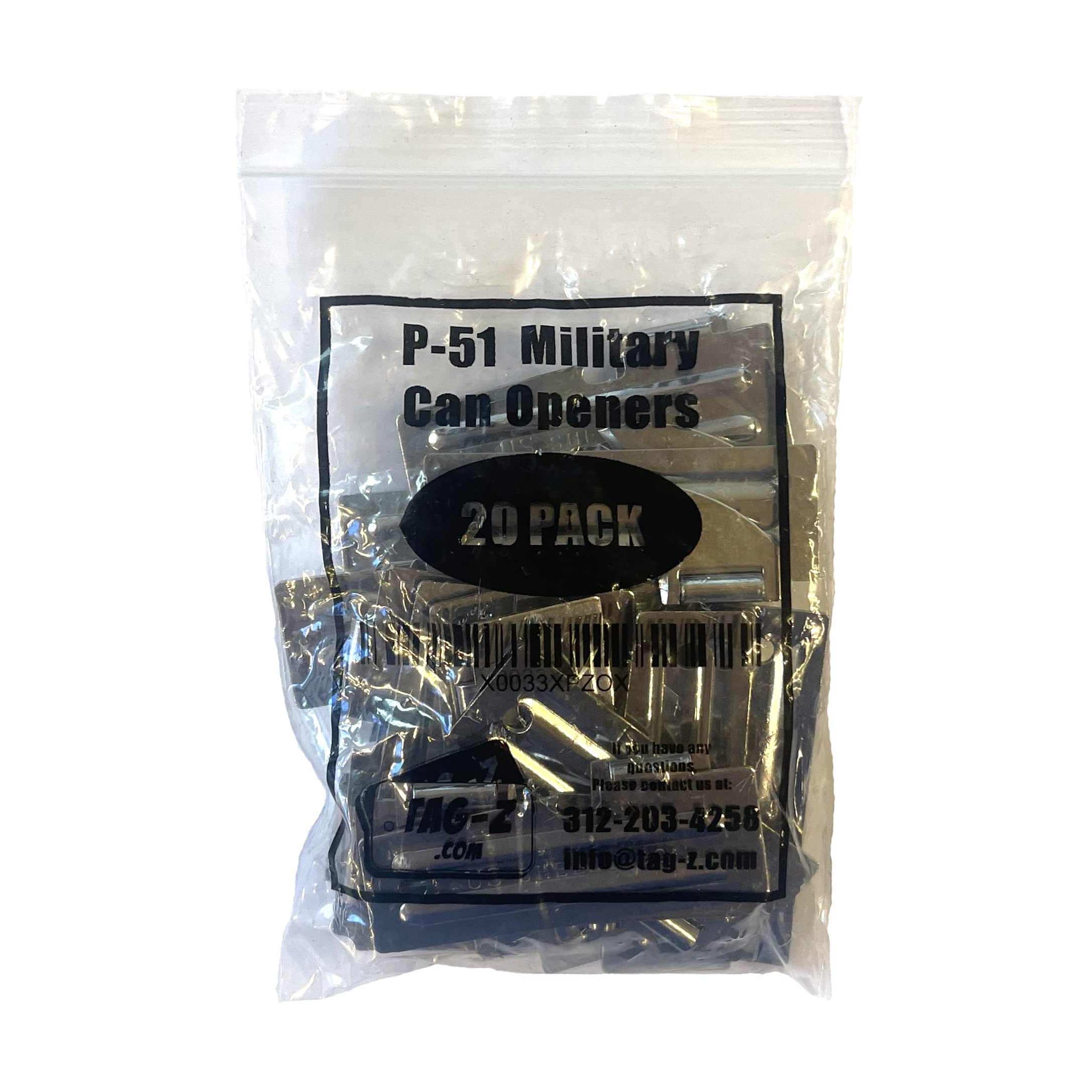 P-51 Can Openers - US Shelby Military Stainless Steel (20 Pack) for Camping & Survival