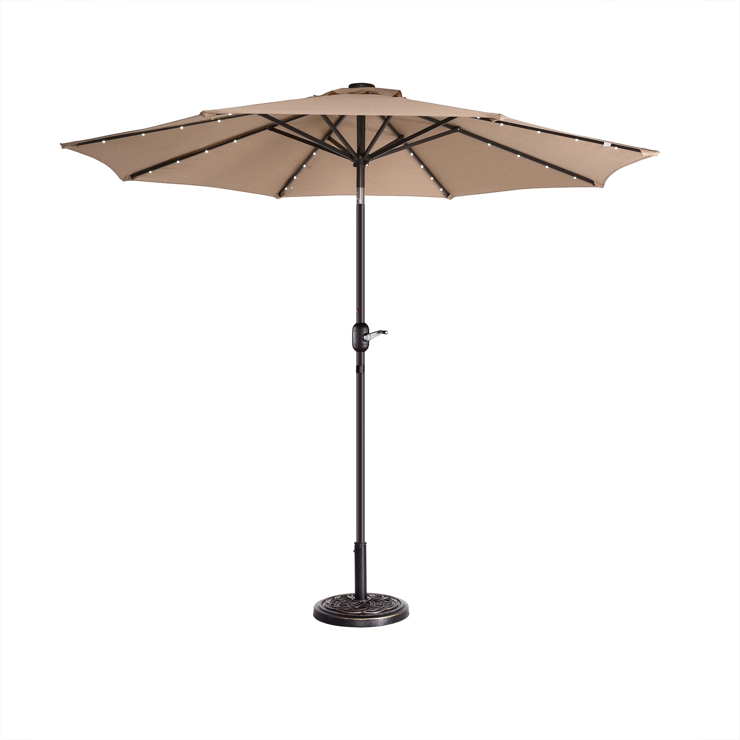 Pure Garden 152240DAS 9ft Outdoor Patio Umbrella in Beige - Sun Shade for Pool, Deck, Backyard, and Beach - Water Resistant & UV Protection
