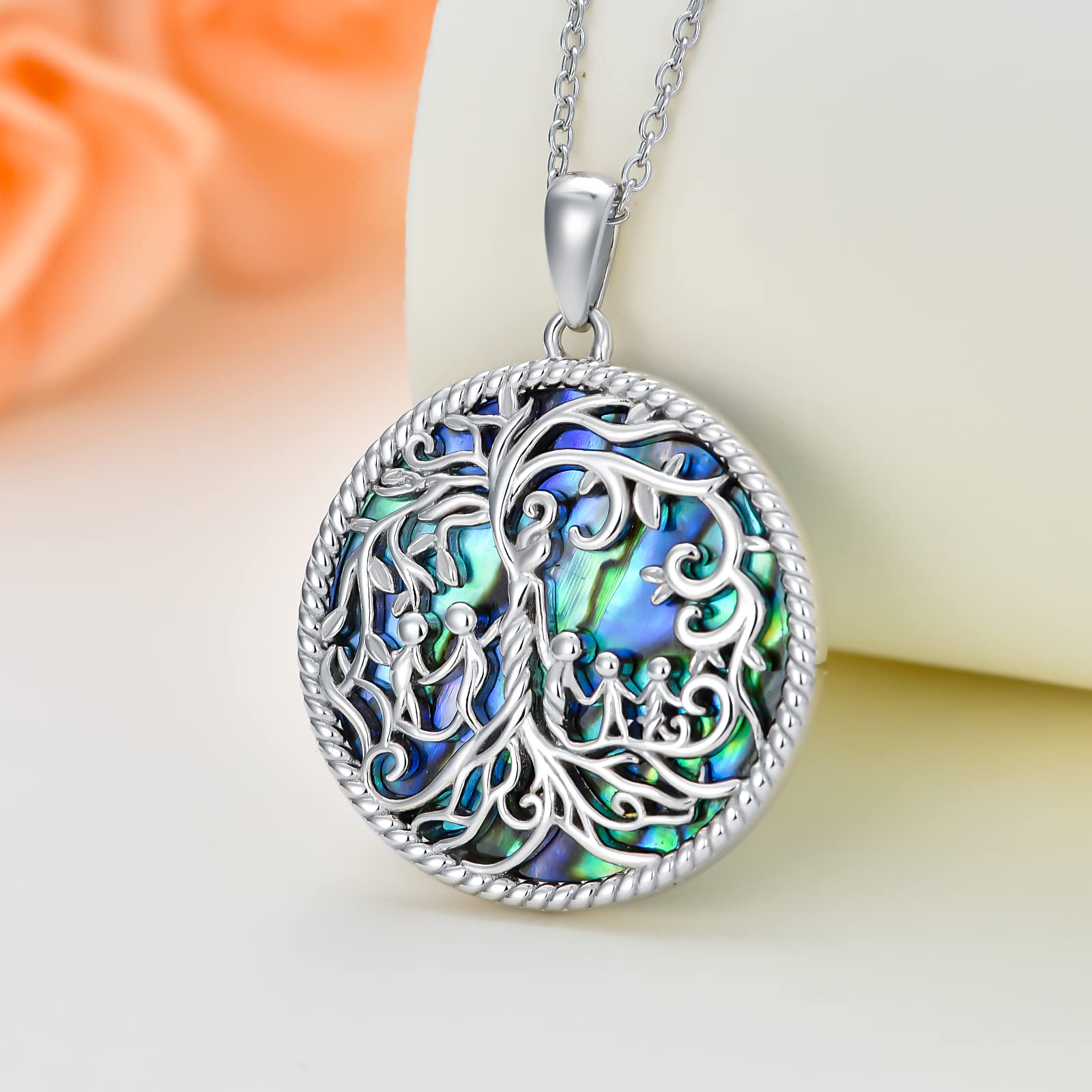 TOUPOP 925 Sterling Silver Tree of Life Pendant Necklace - Mother & Children Birthstone Jewelry for Mom, Anniversary Gift for Women from Daughter/Son | Perfect for Birthday, Mother's Day & Special Occasions