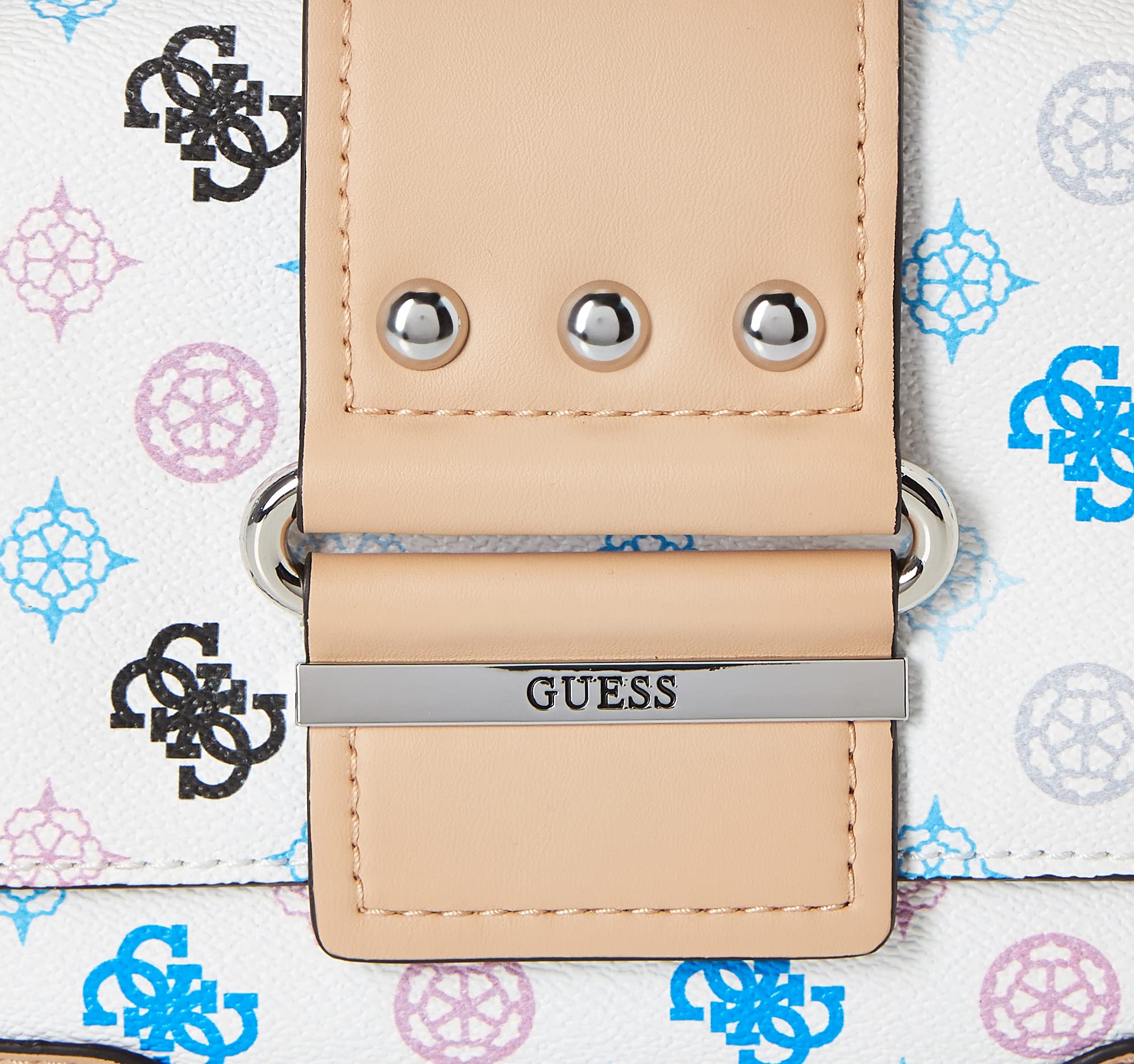 GUESS Women's Greta Convertible Crossbody Shoulder Bag Handbag Purse - White Multi Color Fashion Accessory for Work, Travel & Everyday Use