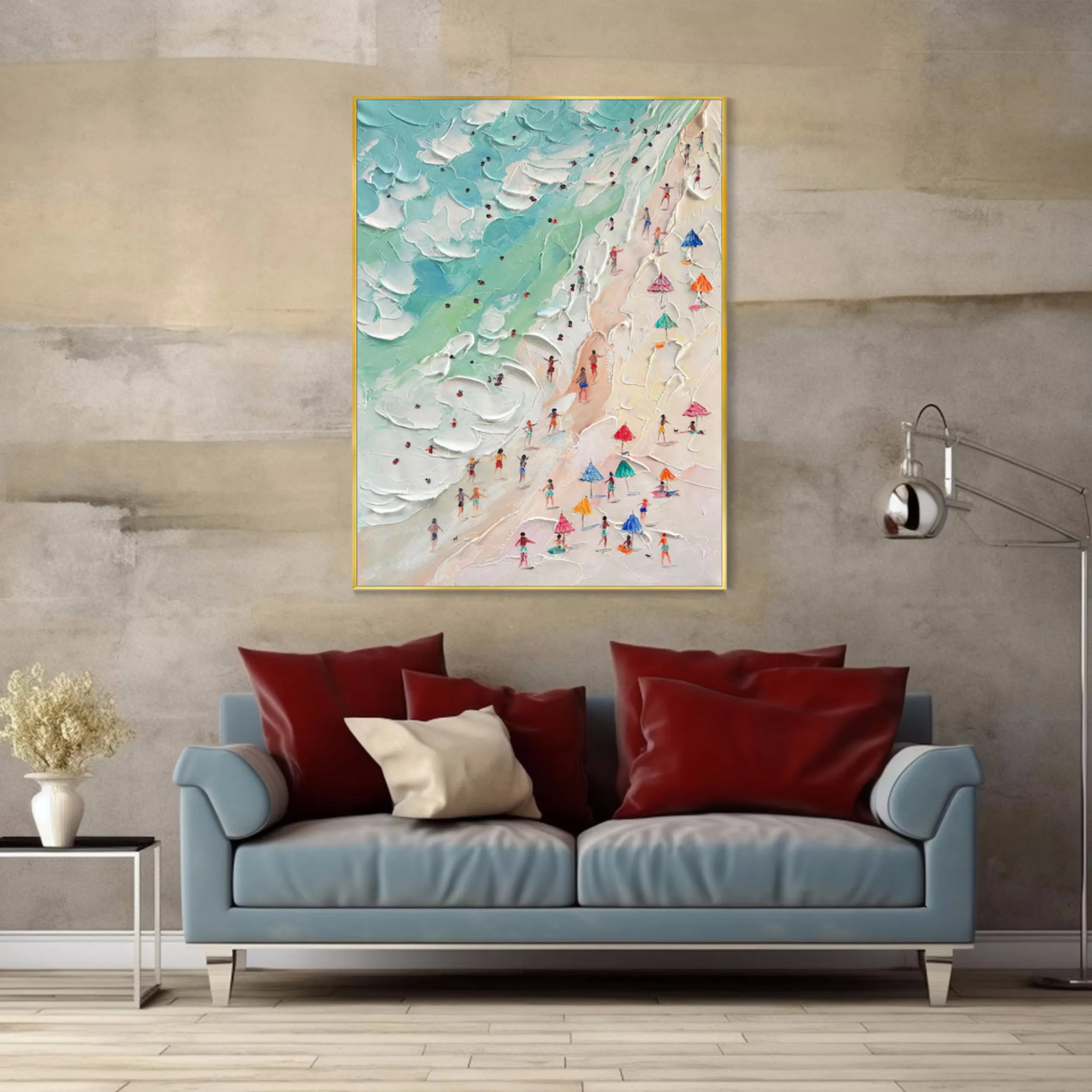 Seascape and Snowy Peak Landscape Painting - Premium Wall Art Decor #SP003 | Perfect for Living Room, Bedroom & Office