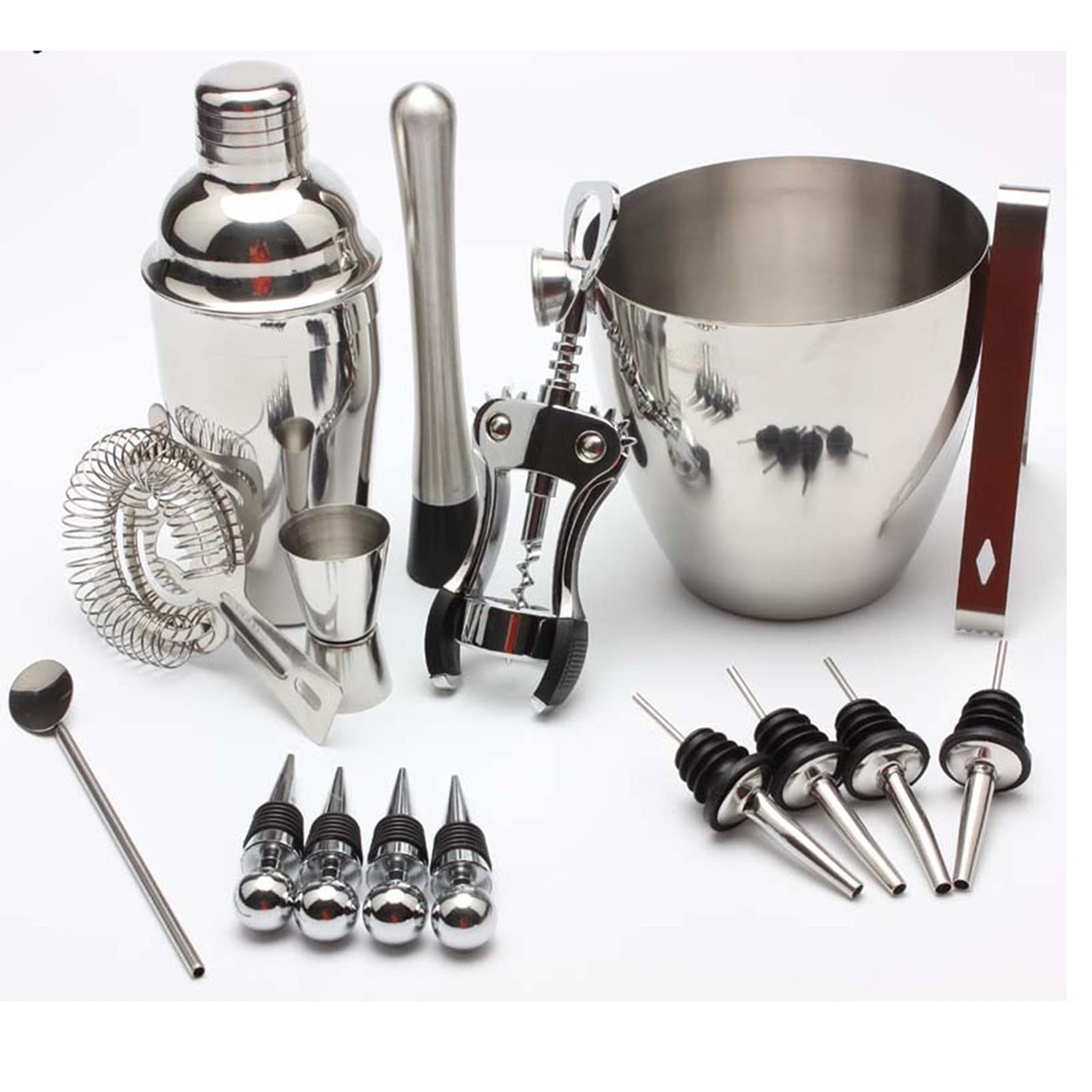 Premium Stainless Steel Cocktail Shaker Set - 550ml Bartending Kit with Ice Bucket, Wine Stopper & Stand | Professional Bar Tools for Home Mixology, Parties & Cocktail Making