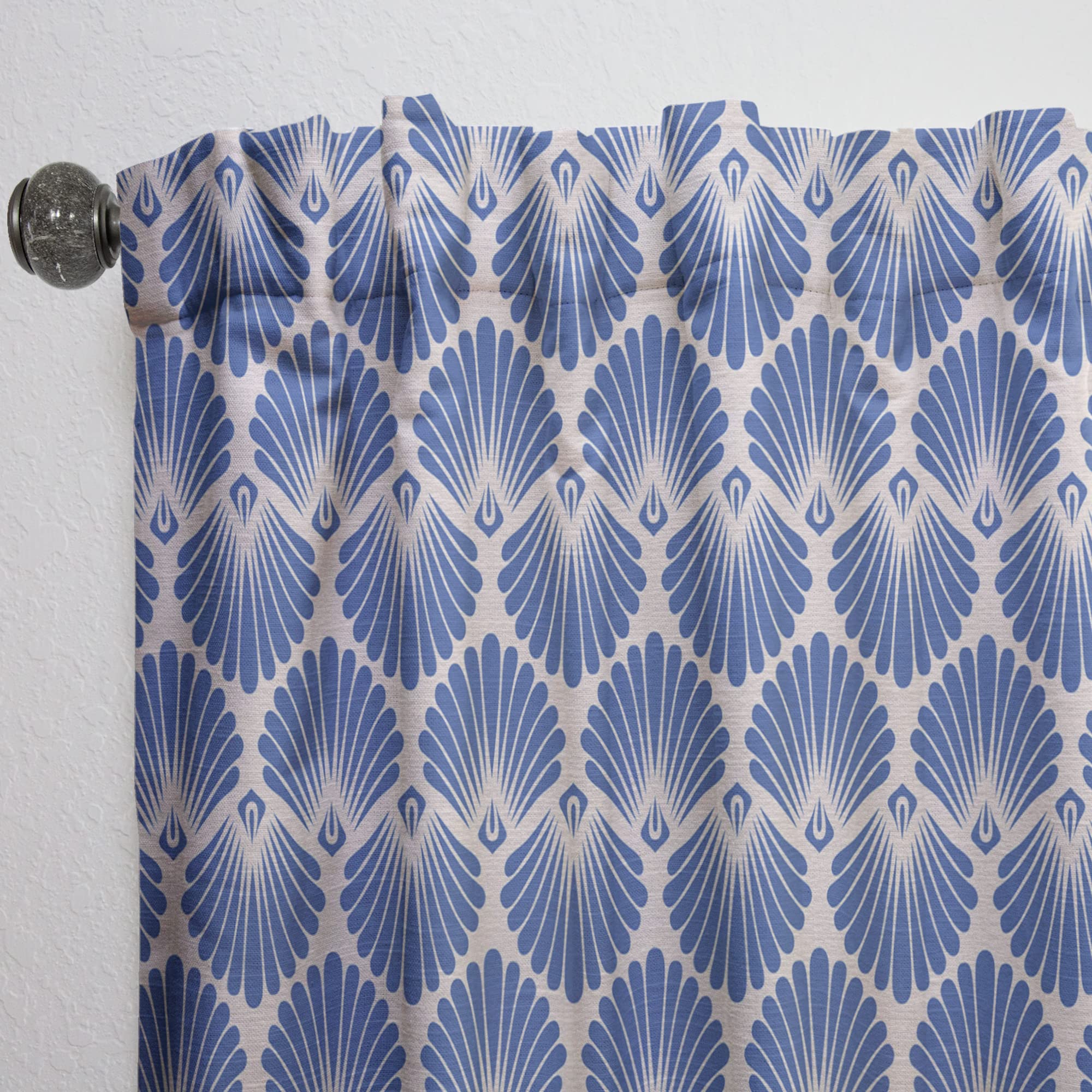 DesignQ Retro Blue Waves Thermal Insulated Curtains - Single Panel 52x95 Inch - Soundproof Blackout Drapes for Bedroom & Living Room - Perfect for Home Theater, Nursery & Office Privacy