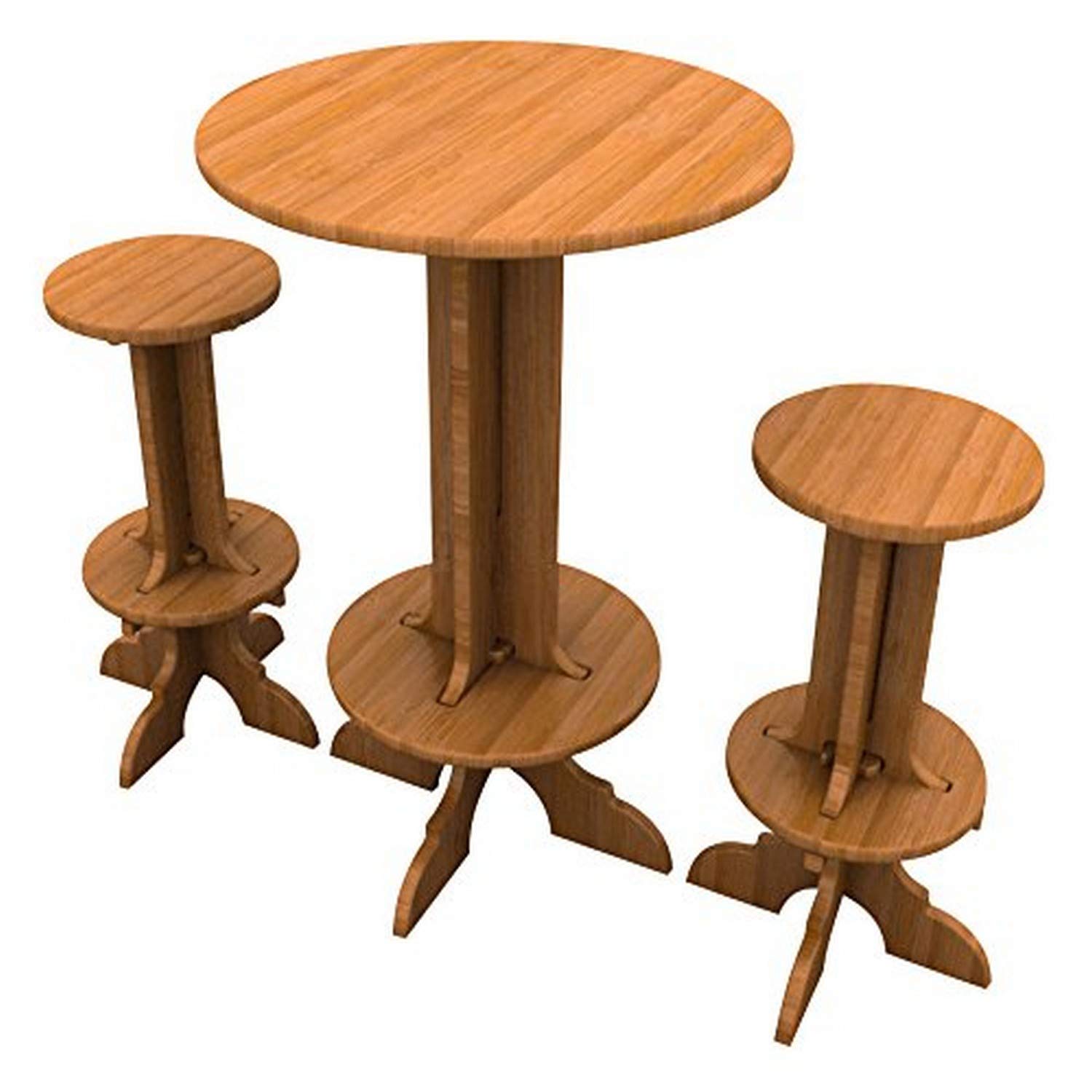 Elegant Palladian Style Bamboo Bar Set - 1 High Top Table & 2 Stools - Outdoor/Indoor Patio Furniture for Garden, Poolside or Dining Area