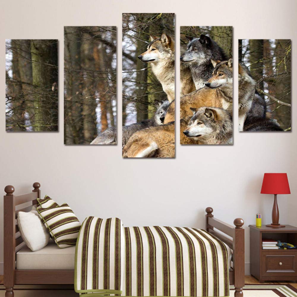 Custom Wolf Pack Canvas Painting - Framed Animal Wall Art Decor for Bathroom, Bedroom & Kitchen | Ready to Hang Modern Home Decor | Perfect for Living Room, Office & Gifts
