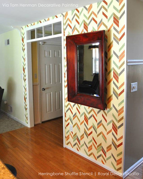Herringbone Pattern Wall Stencil - DIY Home Decor for Creative Wall Painting & Accent Walls - Perfect for Living Rooms, Bedrooms & Nursery