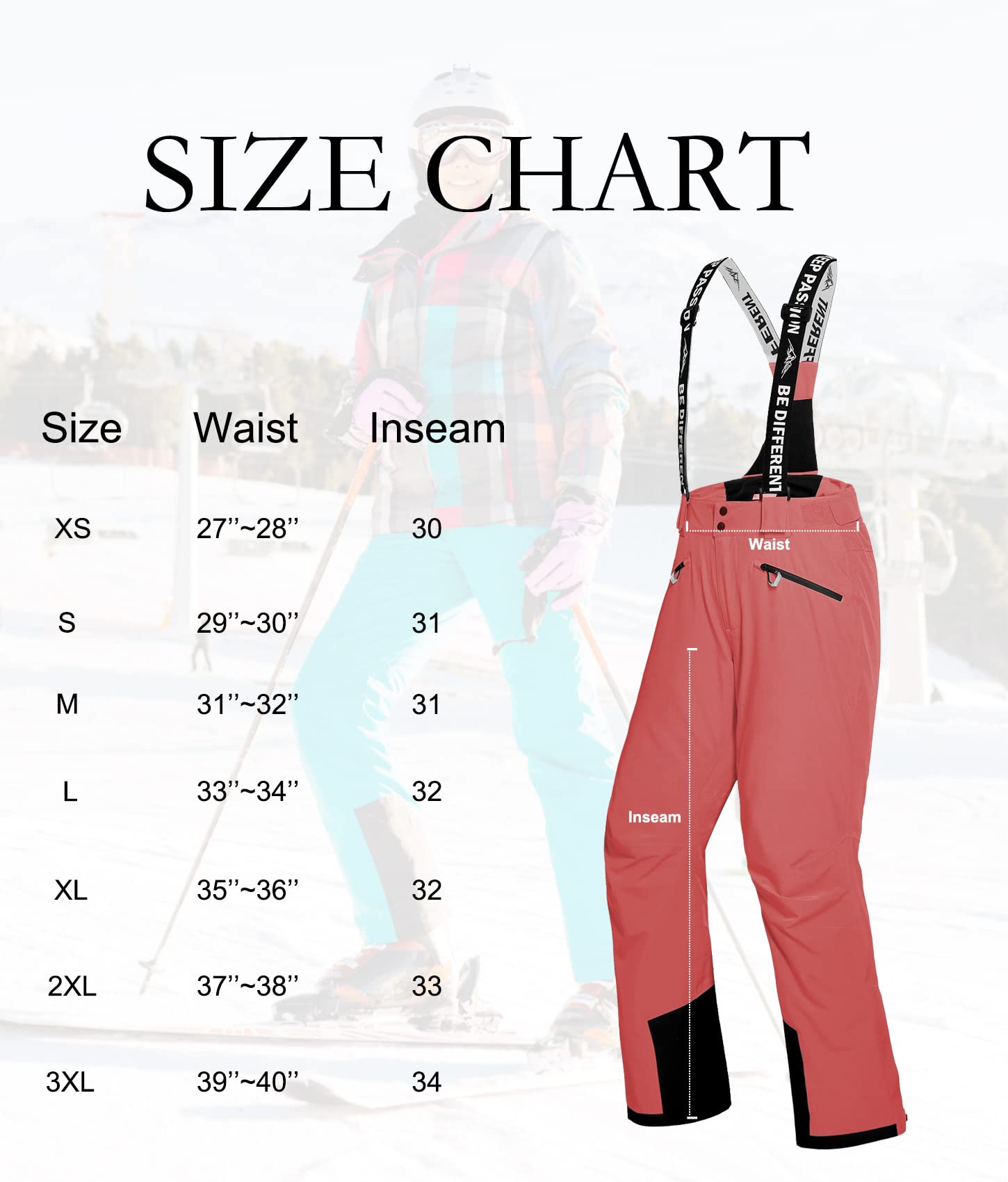 Fit Space Women's Skiing Pants - Detachable Snow Bibs for Winter Snowboarding | Waterproof & Insulated Ski Pants for Women | Perfect for Ski Resorts, Snowboarding Trips & Winter Outdoor Adventures