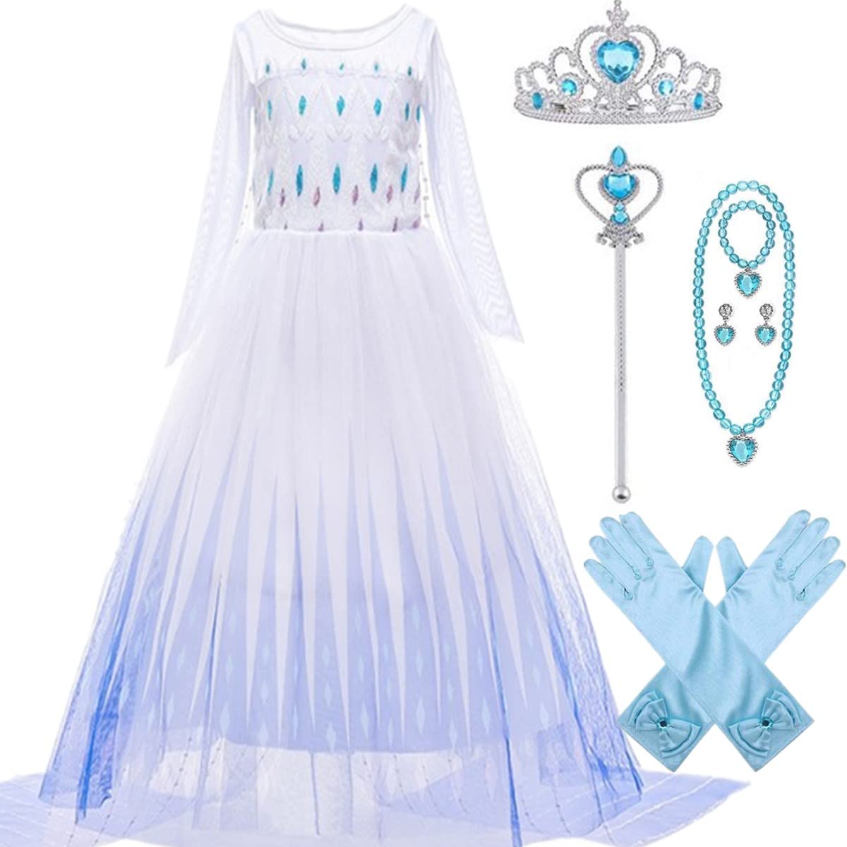 Royal Princess Dress for Toddler Girls - Elegant White Cosplay Costume for Halloween, Birthday & Coronation Parties | Perfect for Dress-Up, Photo Shoots & Special Occasions
