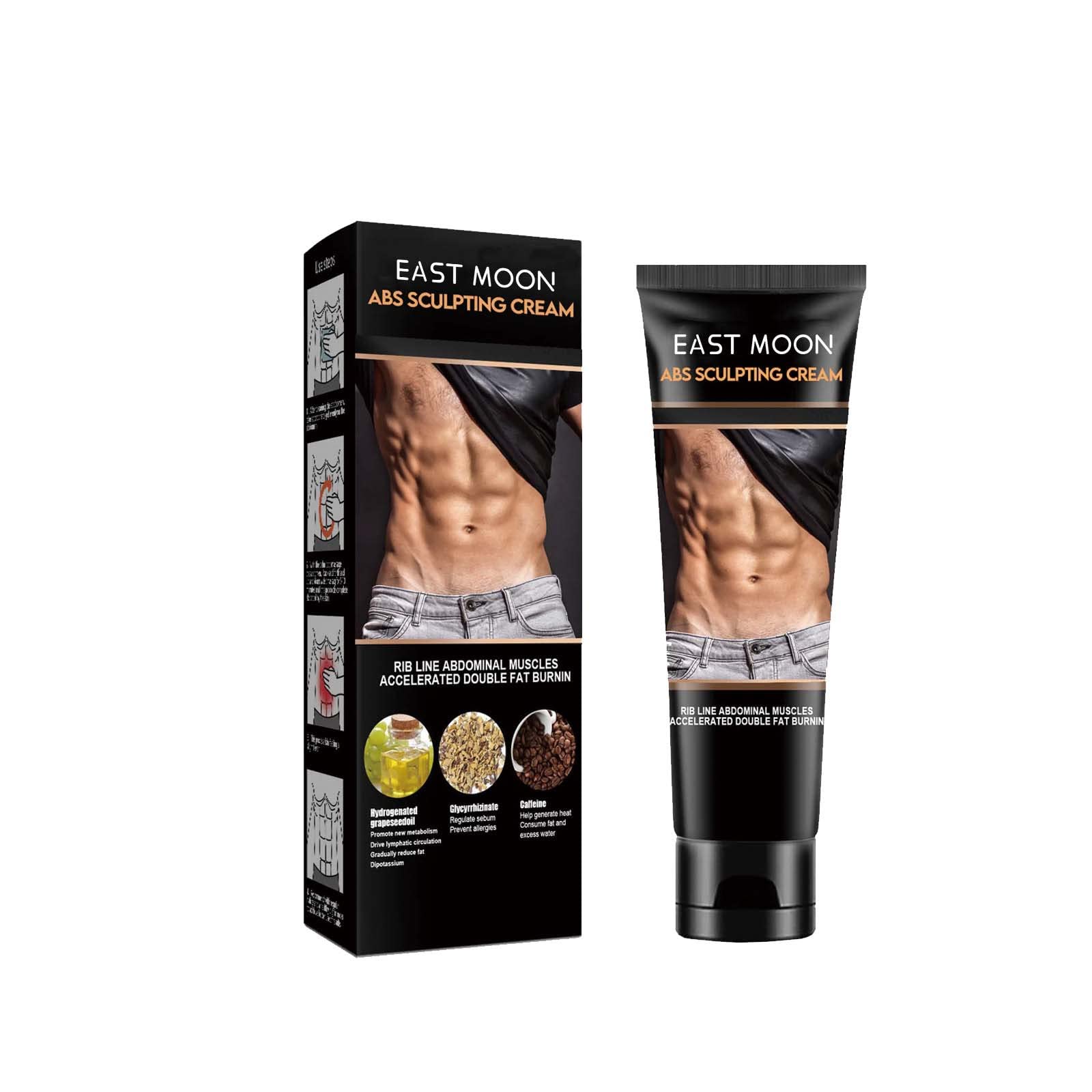 Fat Burning Cream for Belly & Abs - Abdominal Sculpting Cream for Men, Muscle Toning & Extreme Weight Loss, Skin Firming Slimming Cream (Black) | Gym Workout & Postpartum Body Shaping