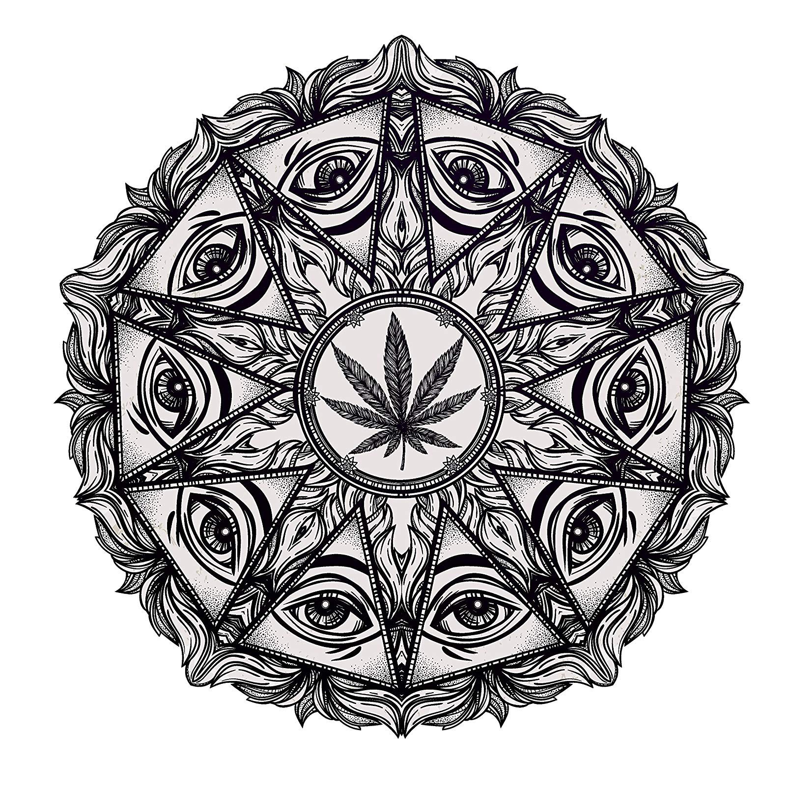 All-Seeing Eye Kaleidoscope & Bhang Weed Leaf Vinyl Magnet Bumper Sticker (4