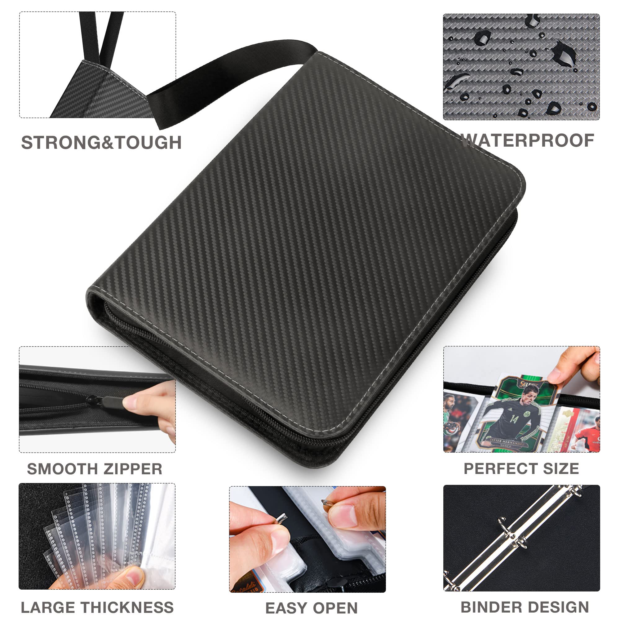 400-Pocket TONESPAC Trading Card Binder Organizer - Premium Card Holder for Baseball, Sports & Coupon Cards | Durable Grey Stripe Design | Perfect for Collectors, Tournaments & Storage