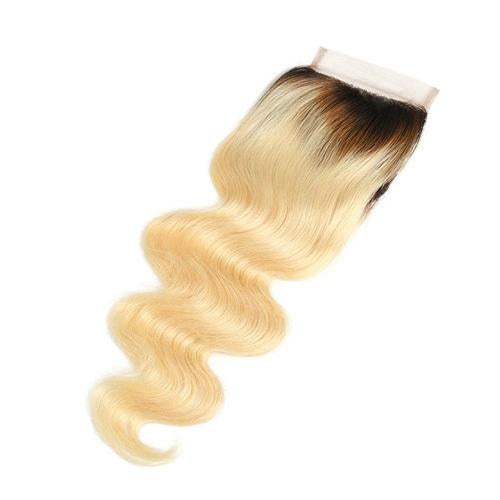 #1B613 Body Wave Closure Human Hair Blonde Closure - Premium Virgin Hair Extensions for Natural Look | Perfect for Styling, Weaves & Protective Hairstyles