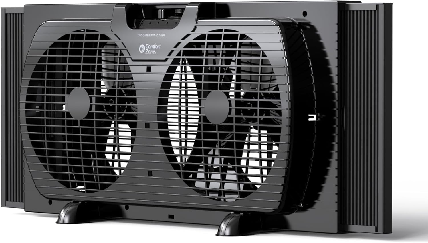 9 Inch Dual Window Fan with 3 Speed Settings - Auto-Locking Expanders & Removable Bug Screen - Quiet Cooling for Bedroom, Office & Home - Black (Ideal for Summer Cooling & Air Circulation)
