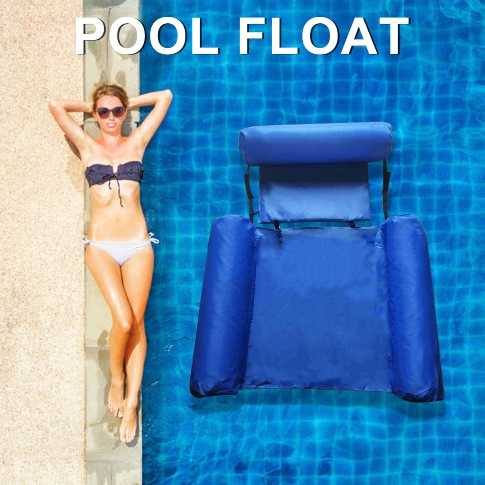 Adjustable Foldable Inflatable Floating Hammock Chair - Portable Pool Lounger, Water Sofa, Inflatable Swimming Raft for Adults - Perfect for Relaxing in Pool, Lake or Beach