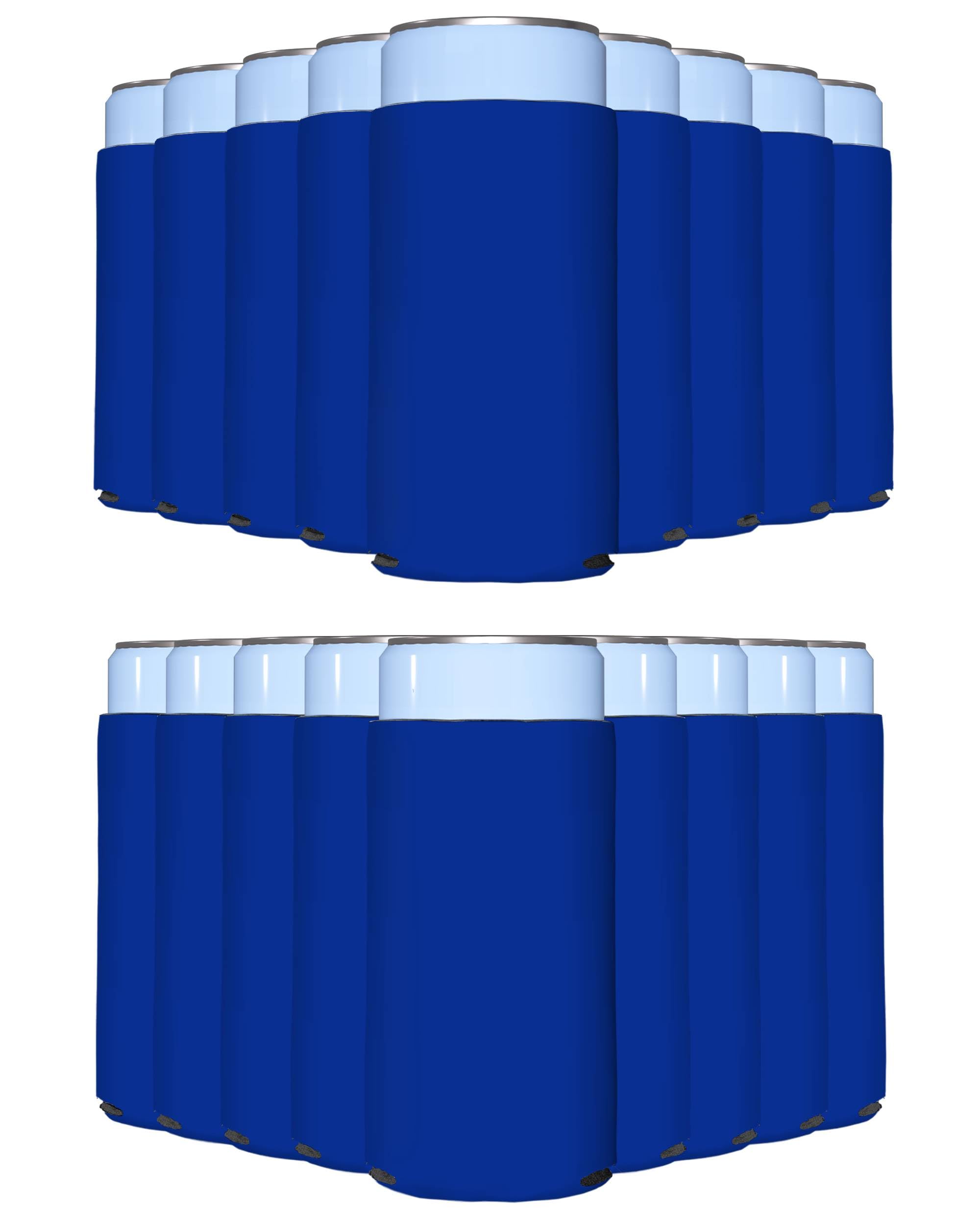 200 Pack Royal Blue Blank Slim Can Cooler Sleeves - Customizable Sublimation Coolers for Beer Bottles & 12oz Tall Cans | Skinny Collapsible Insulated Drink Sleeves | Perfect for Parties, BBQs, and Outdoor Events