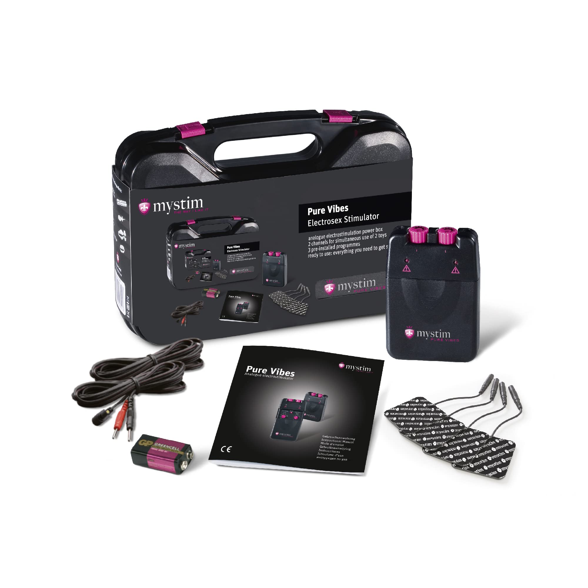 Mystim Pure Vibes Analogue E-Stim Power Unit with Electrodes - Premium Electric Stimulation Device for Muscle Therapy & Sensual Pleasure - Perfect for Pain Relief, Relaxation & Intimate Play