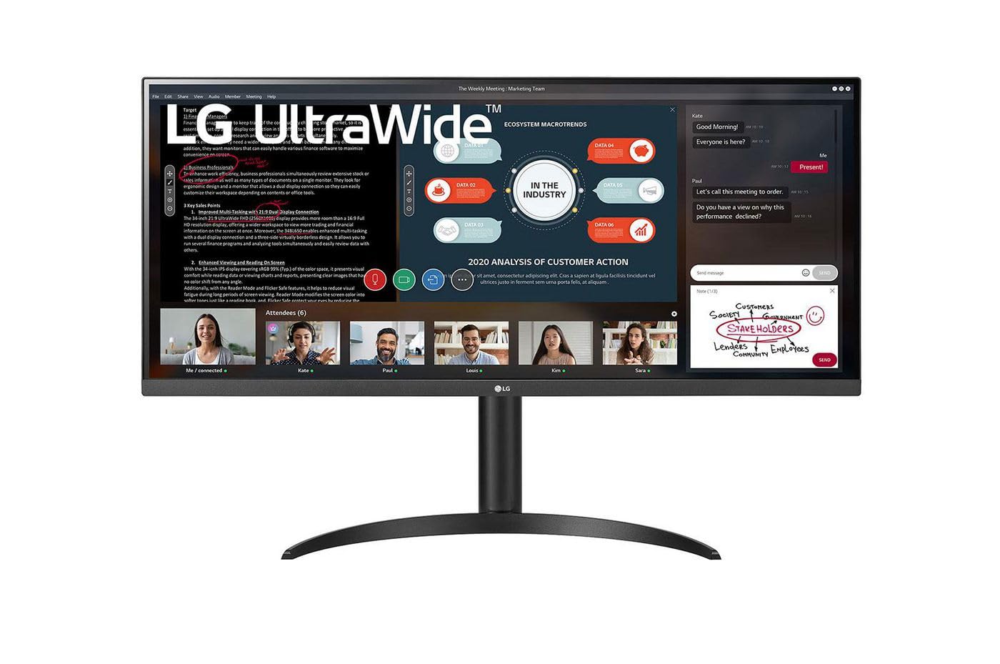 LG 34WP550 34-Inch UltraWide Full HD LED Monitor - 21:9 Aspect Ratio, HDR10, AMD FreeSync - Perfect for Gaming, Office Work & Home Entertainment