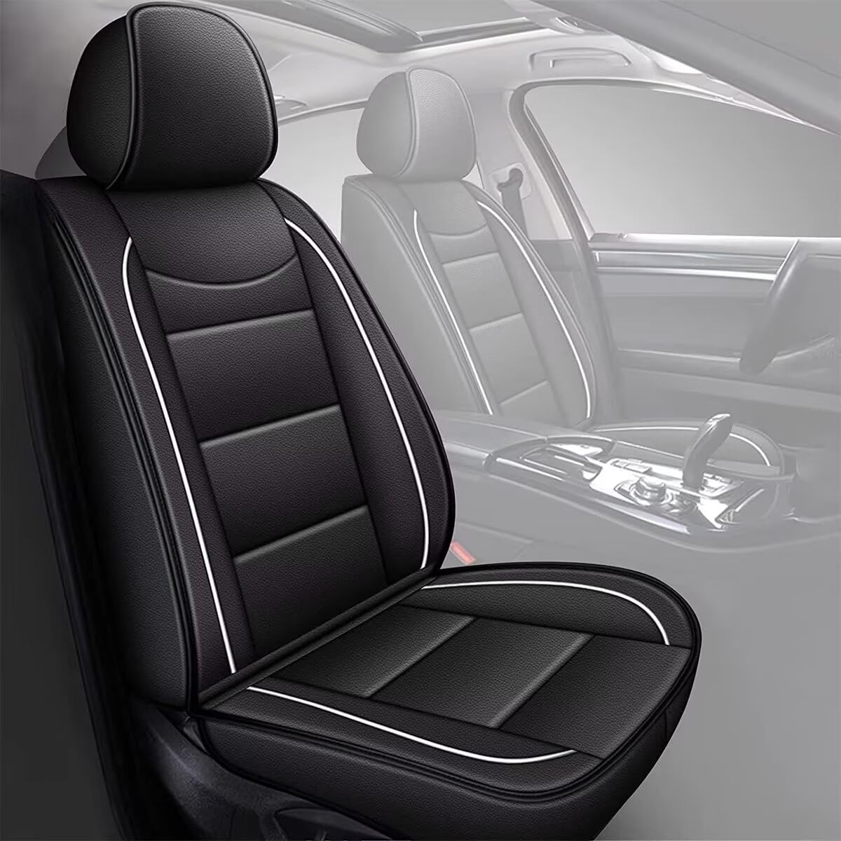 Premium Faux Leather Car Seat Covers for Kia Forte 2010-2024 - 2-Piece Front Set in Black | Universal Fit, Comfort & Protection | Perfect for Daily Commute, Road Trips & Car Interior Upgrade