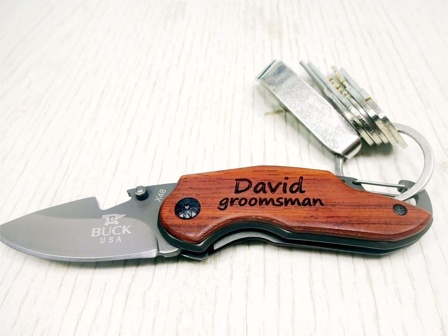 Personalized Pocket Knife Gift for Groomsman, Dad, Husband, Boyfriend - Engraved Custom Knife for Outdoor, Camping & Everyday Carry (EDC)