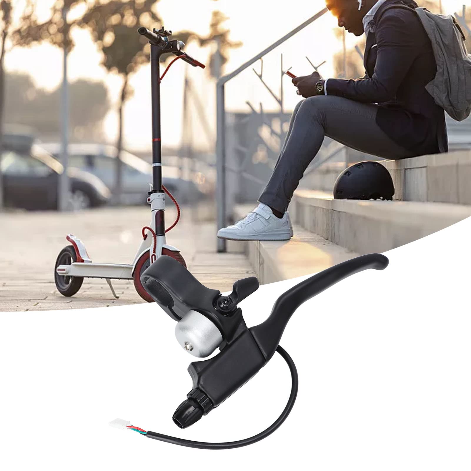 **Waterproof Aluminum Alloy Electric Scooter Handbrake - Right Brake Lever with Bell for E-Scooter & Ebike Replacement | Perfect for Commuting, Urban Travel & Outdoor Adventures**