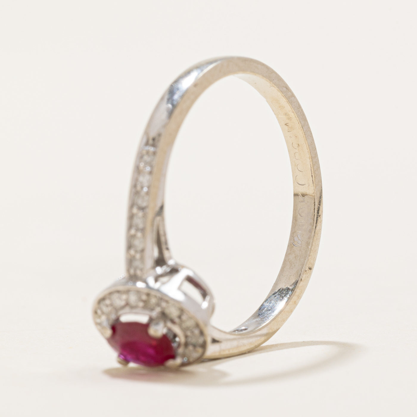 Oval Cut Ruby & Diamond Halo Engagement Ring 0.22ct Center Stone 0.06ctw Side Stones Size 6 - Perfect for Wedding, Proposal & Anniversary Gifts