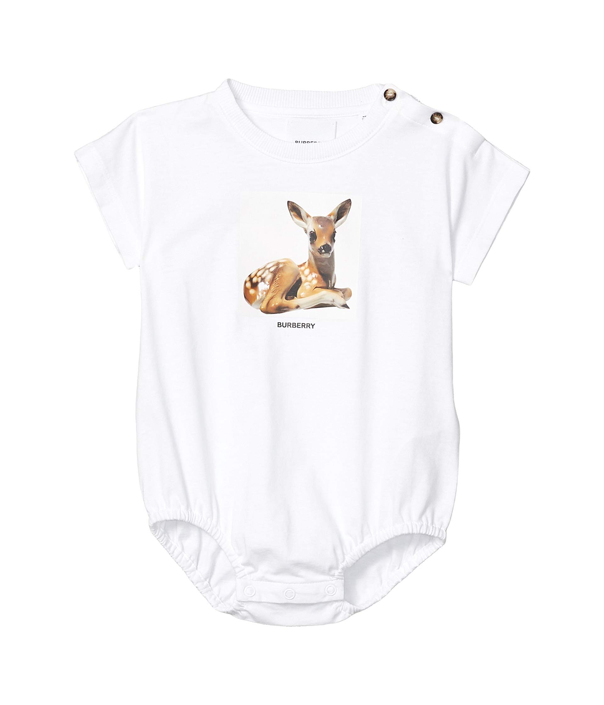 BURBERRY Kids Berta Short Sleeve Deer Print Romper One-Piece for Infants | Soft Cotton Baby Jumpsuit | Perfect for Playdates, Family Outings & Photo Shoots