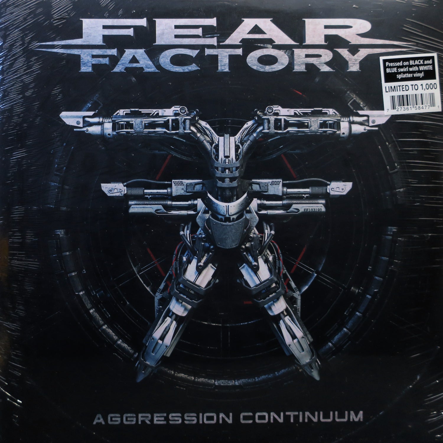 FEAR FACTORY 'Aggression Continuum' Limited Edition Black/Blue/White Vinyl 2LP Record - Heavy Metal Music for Home Collection & Party Playback