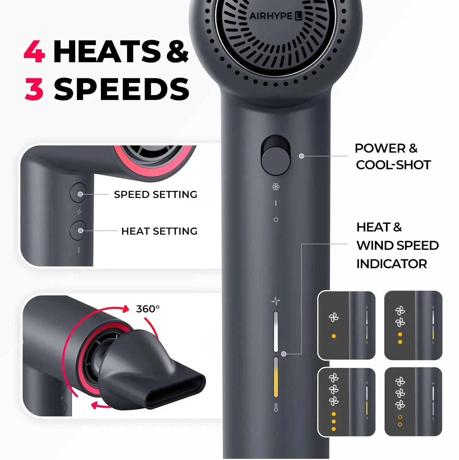 TYMO AIRHYPE LITE Professional Hair Straightener Brush - Ionic Ceramic Flat Iron for Frizz-Free Smoothing & Styling - Perfect for Home Use, Travel & Salon Styling