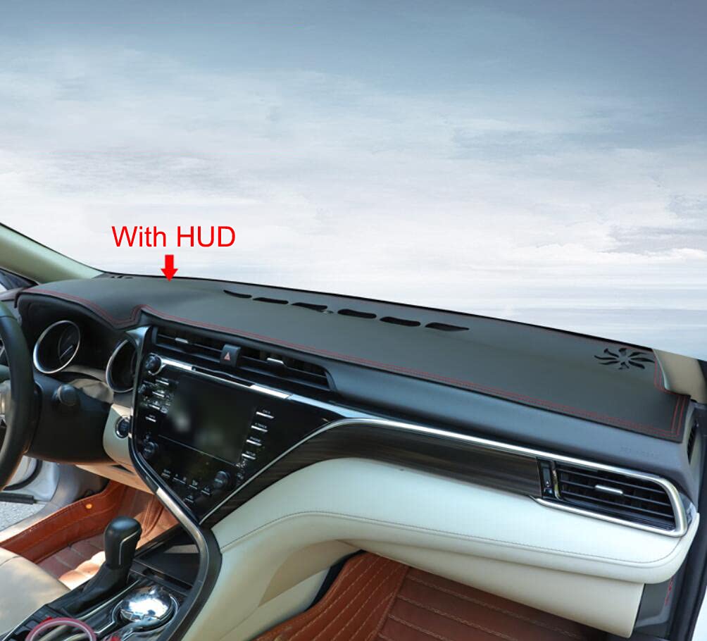 Premium Black Leather Car Dashboard Tray Cover for Toyota Camry 2018-2022 | Non-HUD Compatible | Anti-Slip Dash Pad Protector for Enhanced Driving Comfort