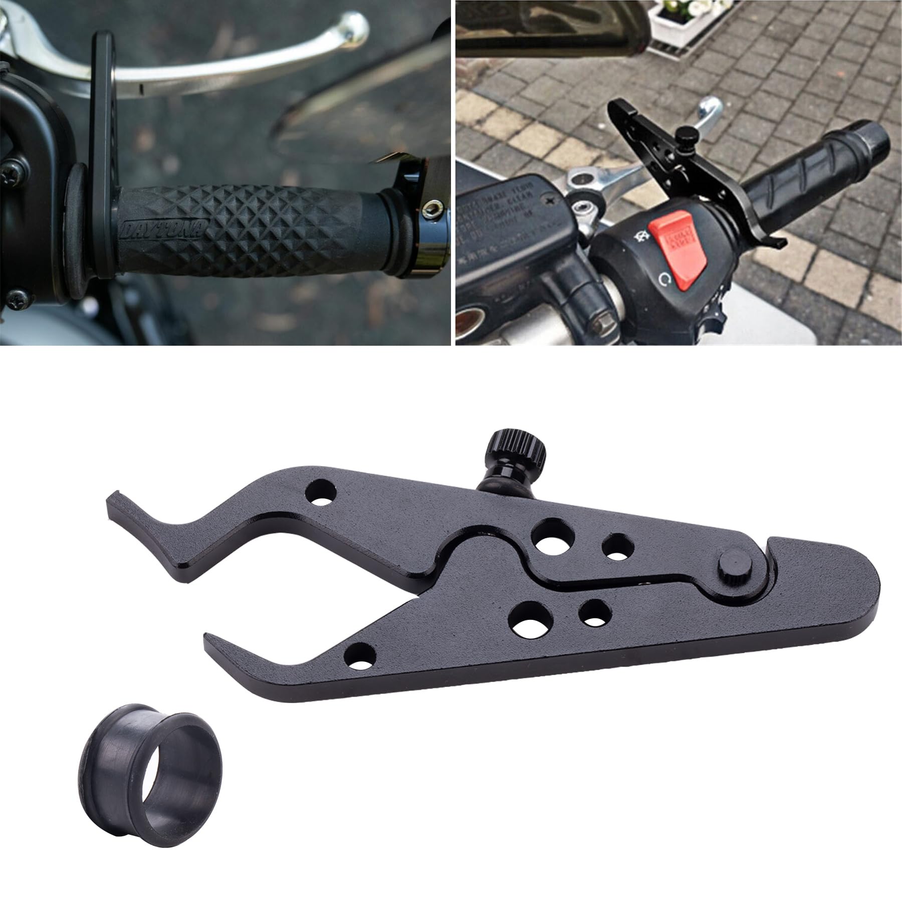 Universal Motorcycle Cruise Control & Throttle Lock - Lightweight Grip Clamp with Silicone Ring for ATV & Bike Rides