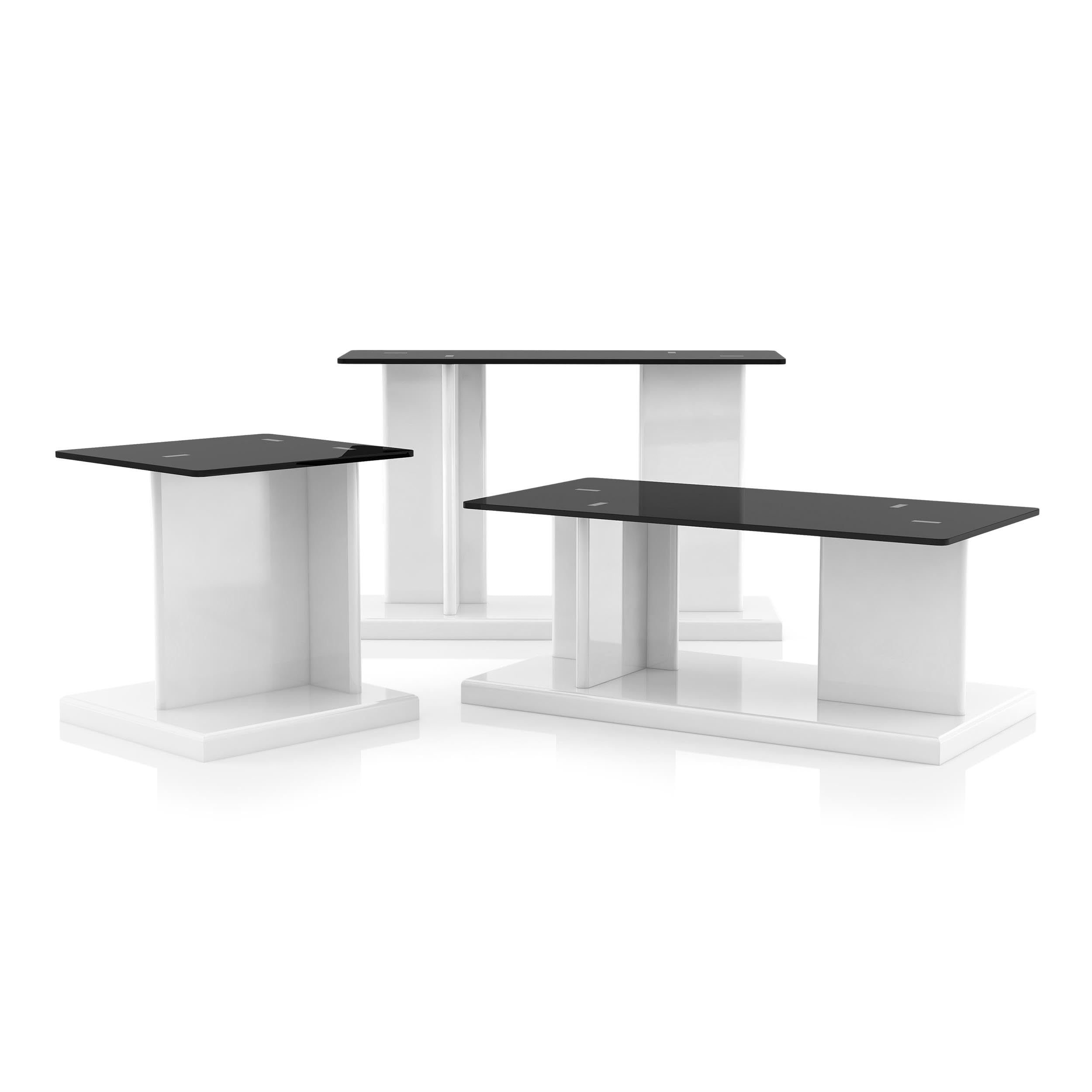 White Thame Glass Top 3-Piece Coffee Table Set for Living Room