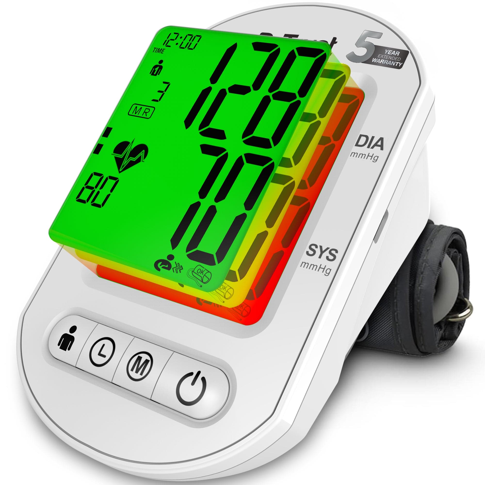Dr Trust USA Intellitrack 133 Fully Automatic Digital Blood Pressure Monitor - Portable BP Machine with Large Cuff, USB & Battery Powered (4 AAA), 3-Color Backlight - Ideal for Home Use & Health Monitoring
