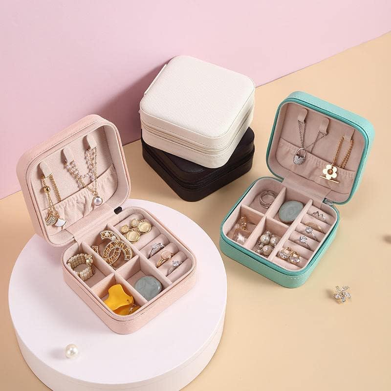SHREE HANS CREATION Mini Jewelry Organizer - PU Leather Zipper Travel Case for Rings, Earrings, Necklaces - Perfect Gift for Women & Girls - Compact Storage Solution for Travel, Home & Office Use
