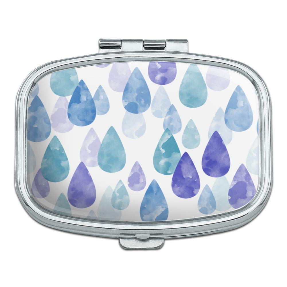 Watercolor Raindrops Pattern Rectangle Pill Case - Small Jewelry Organizer Box for Travel, Home & Office (Gift Box for Women)