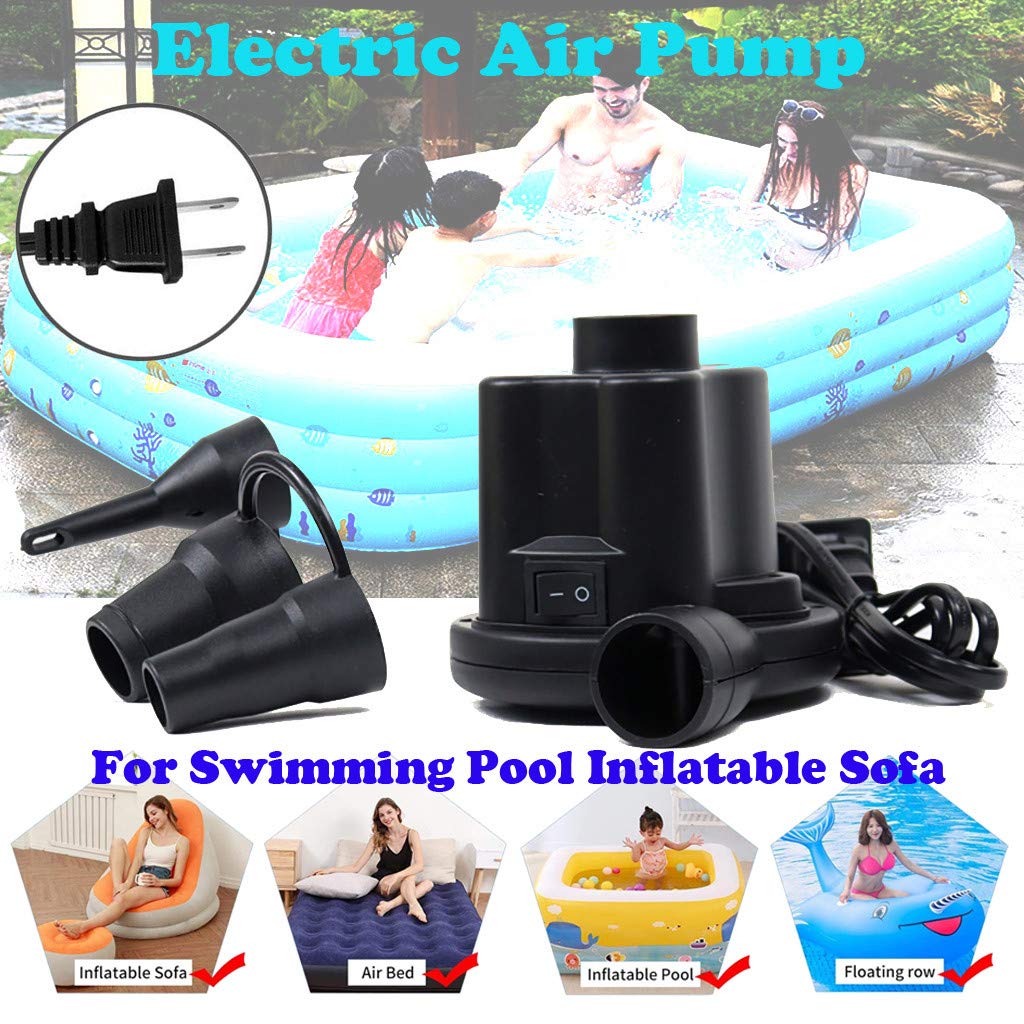 Portable Electric Air Pump - Fast Inflation & Deflation for Inflatable Couch, Air Mattress, Pool Toys, Swimming Rings | 3 Nozzle Attachments | Perfect for Camping, Beach Trips & Home Use