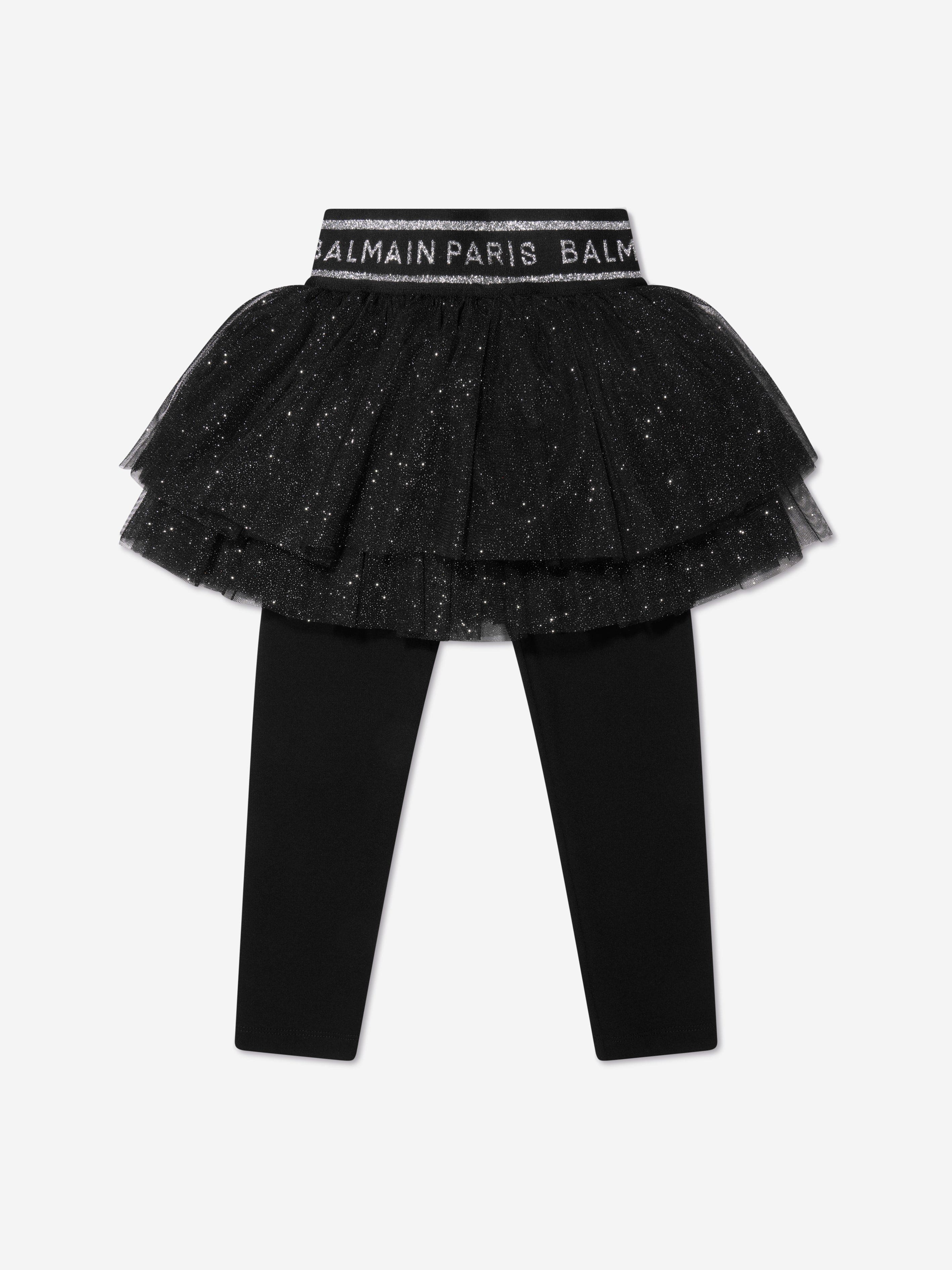 Balmain Black Girls Tutu Leggings - Elegant Dancewear for Ballet, Performance & Dress Up | Perfect for Recitals, Parties & Special Occasions