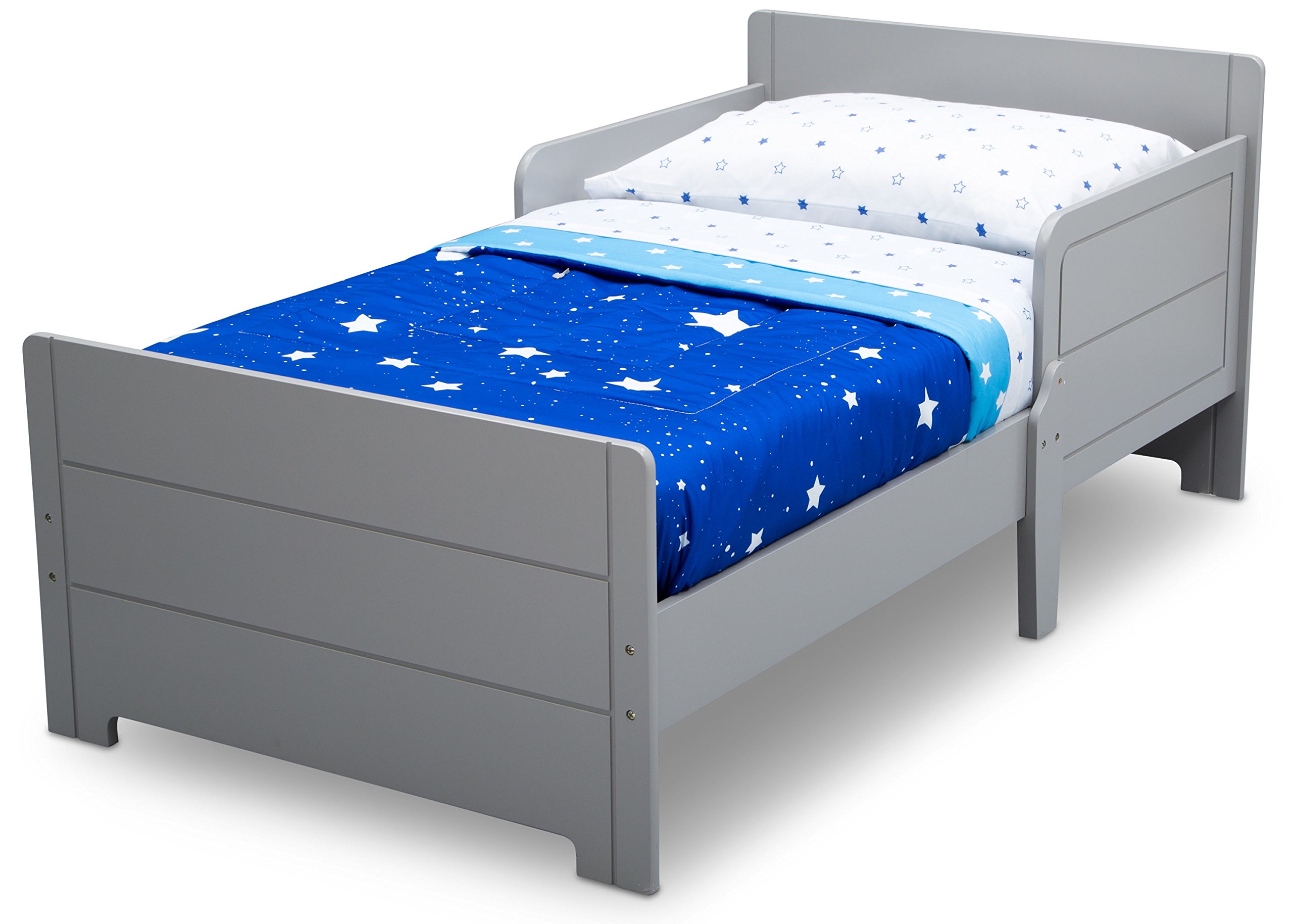 Delta Children MySize Toddler Bed with Dual-Sided Recycled Fiber Core Mattress & Waterproof Cover – Grey, Supports Up to 50 lbs – Perfect for Toddler Rooms, Daycares & Sleepovers