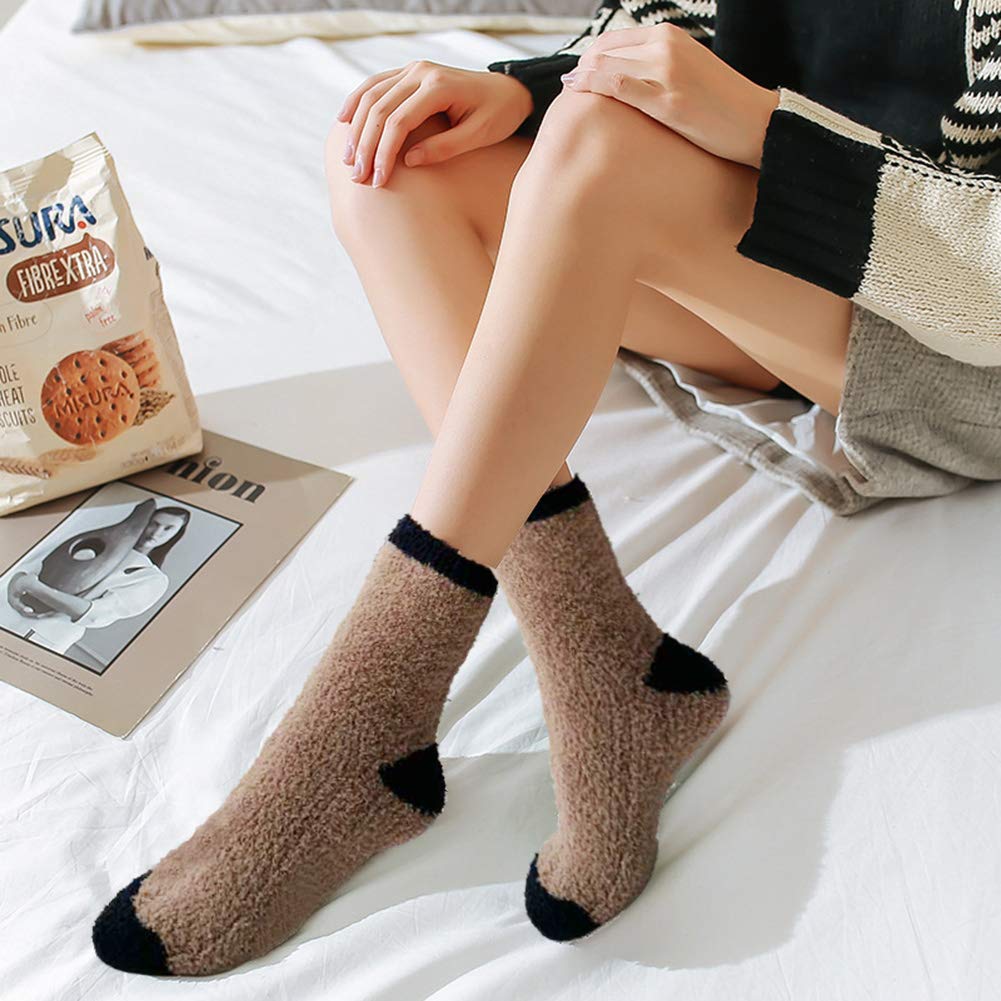 YASSUN Cozy Home Sleeping Socks - Non-Slip Carpet Floor Socks for Women & Men - Free Size (Purple & Khaki, 2 Pairs) - Perfect for Winter, Bedtime & Indoor Comfort