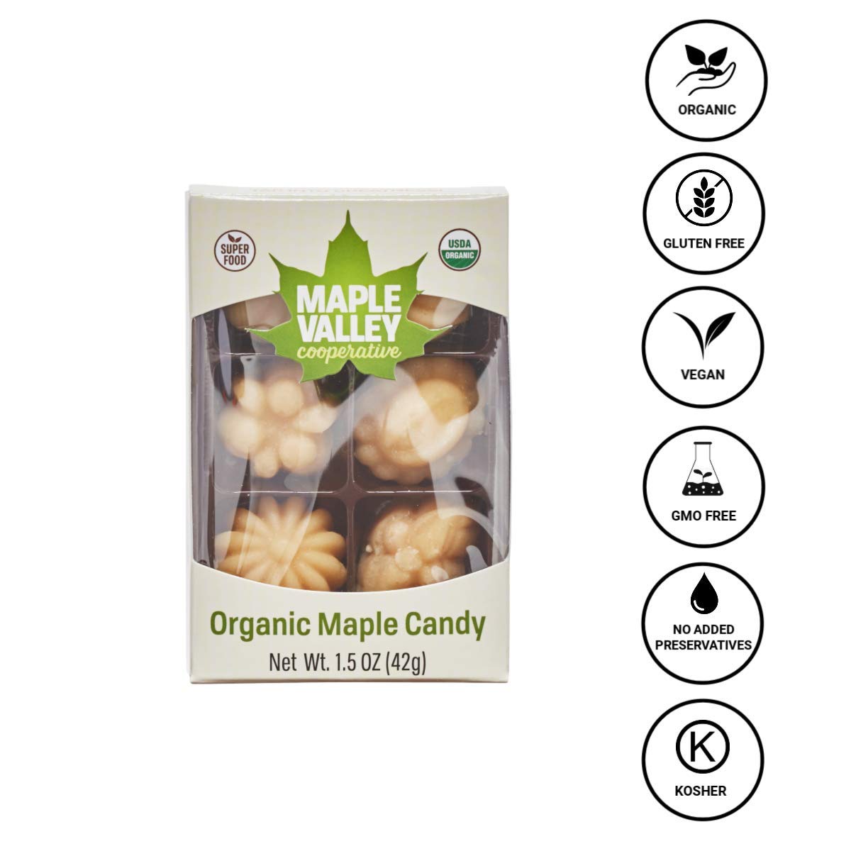 Organic Maple Candy by Maple Valley - 16-Pack Box Set | Natural Sweet Treat for Gifts, Parties & Dessert Toppings