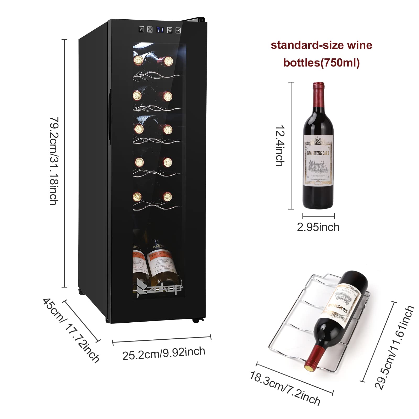 Winado 12 Bottle Compressor Wine Cooler - Adjustable Temperature Freestanding Mini Wine Fridge with Digital Control & Removable Shelves | Perfect for Home Bars, Kitchen Countertops & Small Spaces