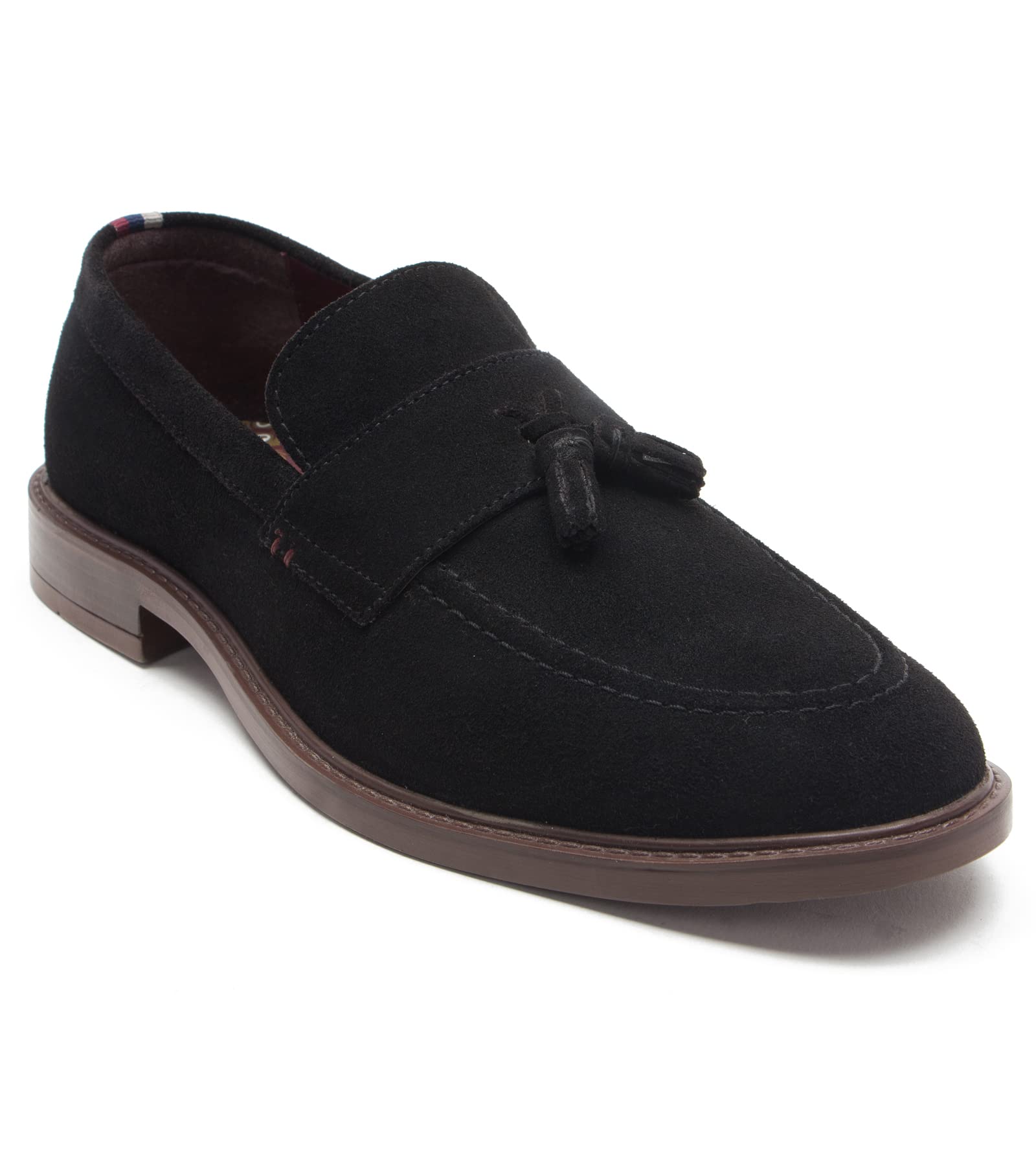 Red Tape Men's Clayton Loafers - Comfortable Slip-On Dress Shoes for Business & Casual Wear - Black Leather Loafers for Office, Travel & Everyday Use