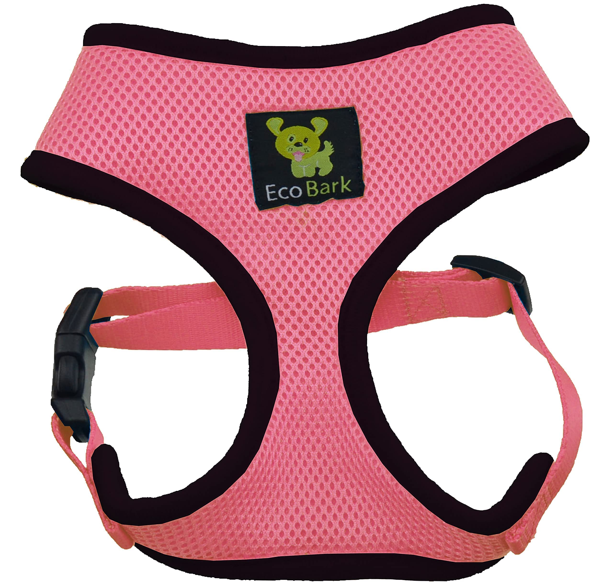EcoBark No Pull Dog Harness - Eco-Friendly Comfortable Soft Mesh Vest for Puppies, Small & Medium Dogs - Adjustable Overhead Design Prevents Choking (Large, Light Pink) - Perfect for Walking, Training & Outdoor Adventures