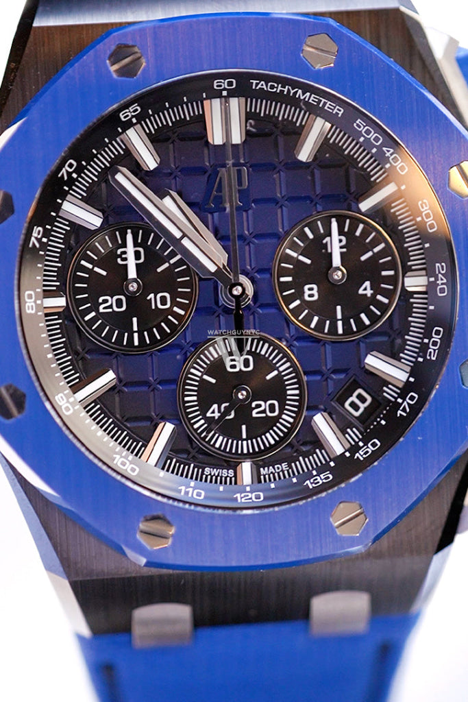 Audemars Piguet Royal Oak Offshore 43mm Chronograph Men's Watch - Ceramic Case, Blue Dial (Ref. 26420CE.OO.A043VE.01) - Luxury Sports Watch for Diving, Racing & Formal Occasions