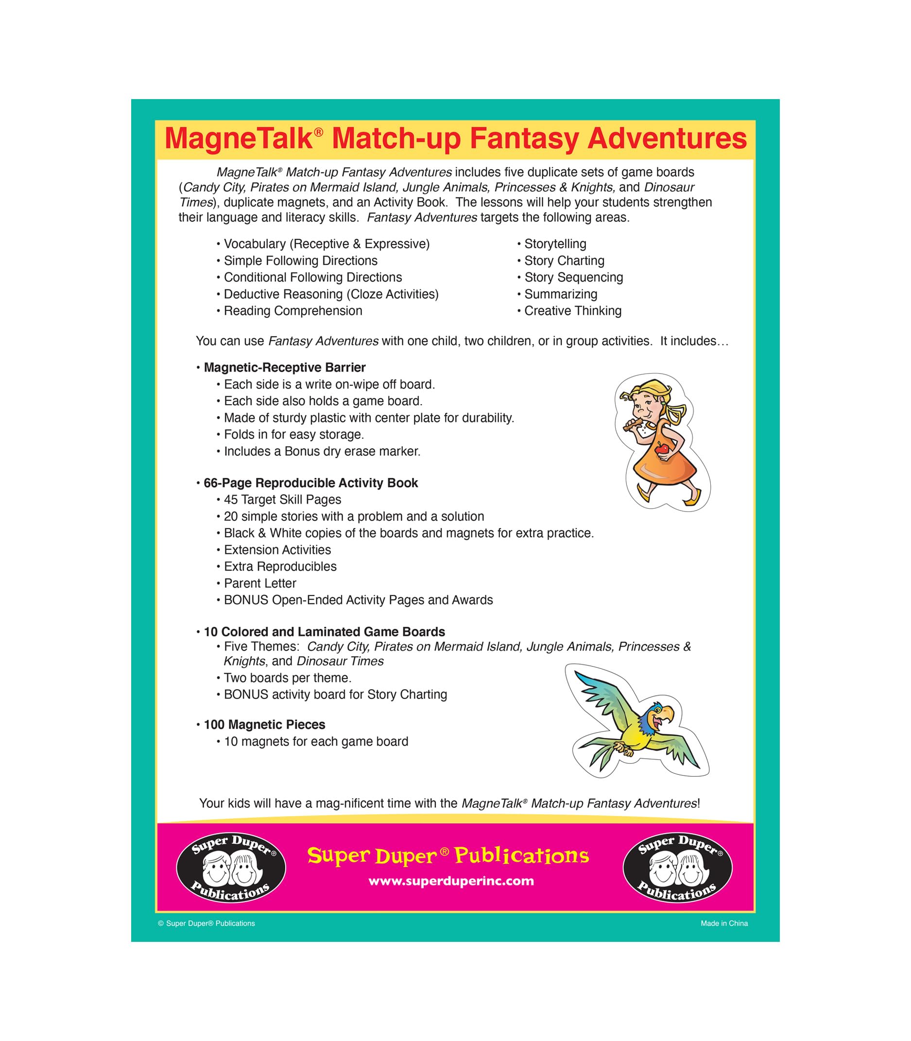 Super Duper Publications Magnetic Fantasy Adventure Stories Match-Up Barrier Game - Kids Educational Learning Resource for Speech & Language Development - Perfect for Classroom & Homeschool Activities