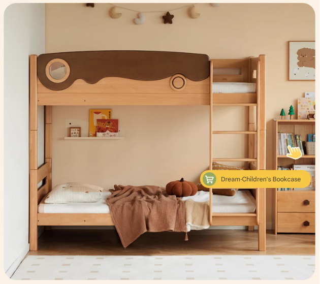 Solid Beech Wood Bunk Bed with Guardrails - Sturdy & Safe for Kids' Bedroom, Dormitory, or Guest Room