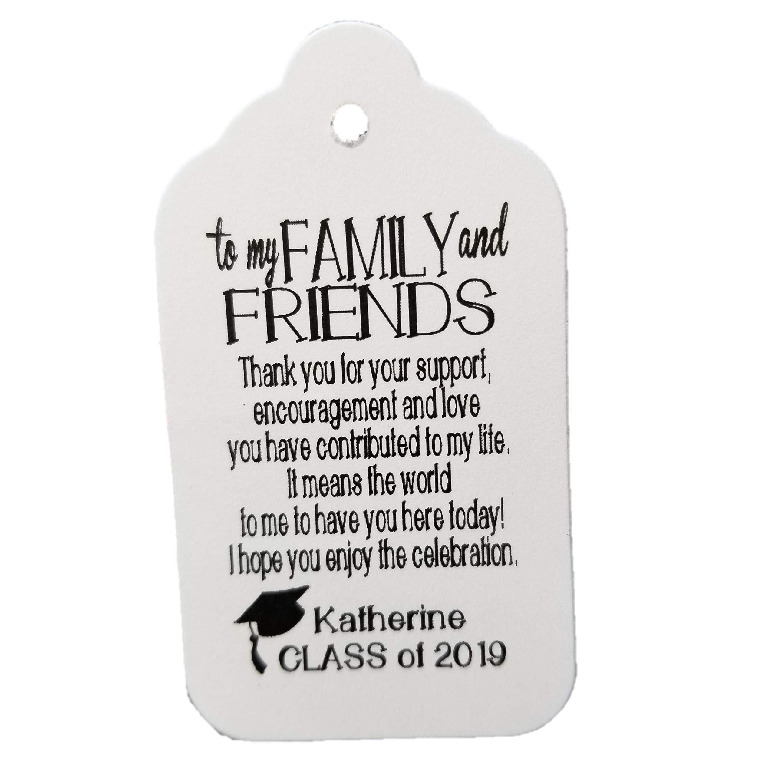 Personalized Graduation Favor Tags - Set of 20 'To My Family and Friends' Gift Tags (1 3/8